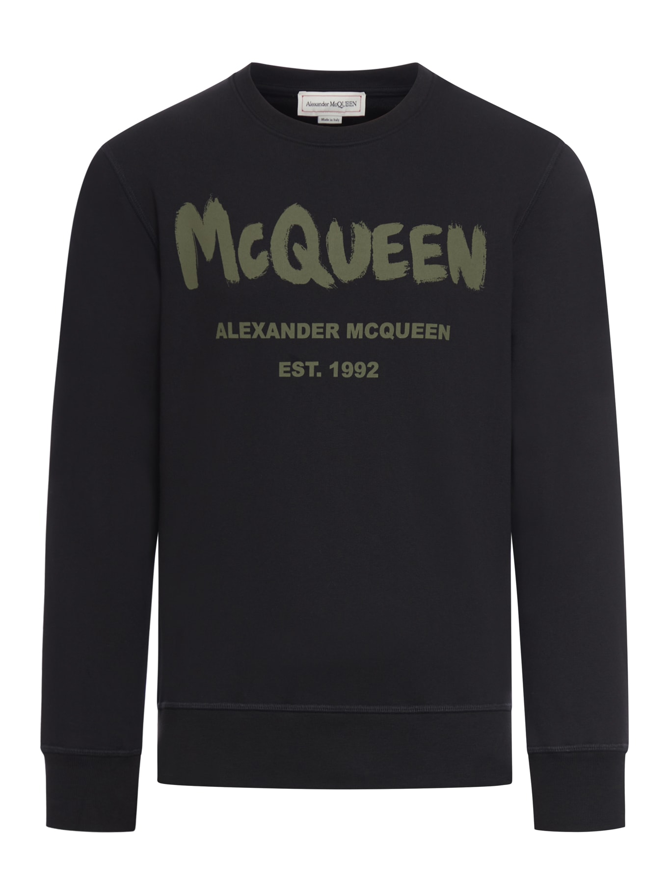 Shop Alexander Mcqueen Graffiti Prt Sweater In Black Khaki