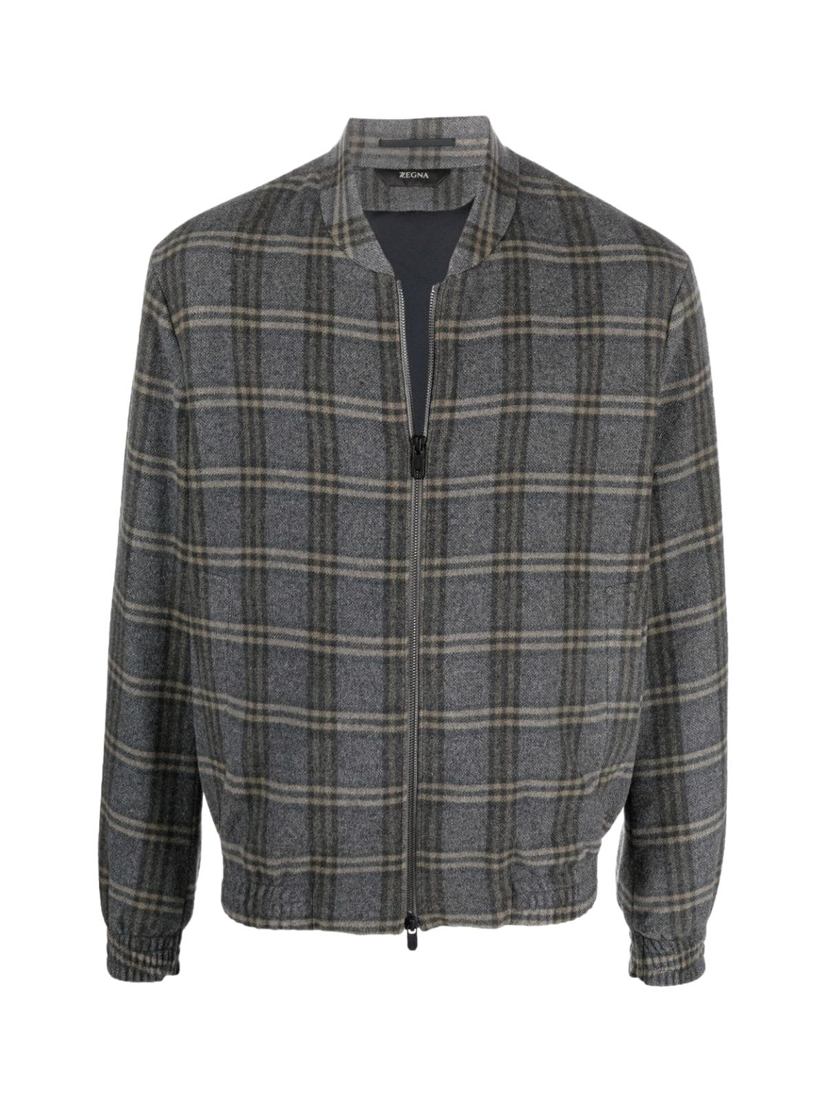 Z Zegna Recycled Wool Blend Checked Bomber
