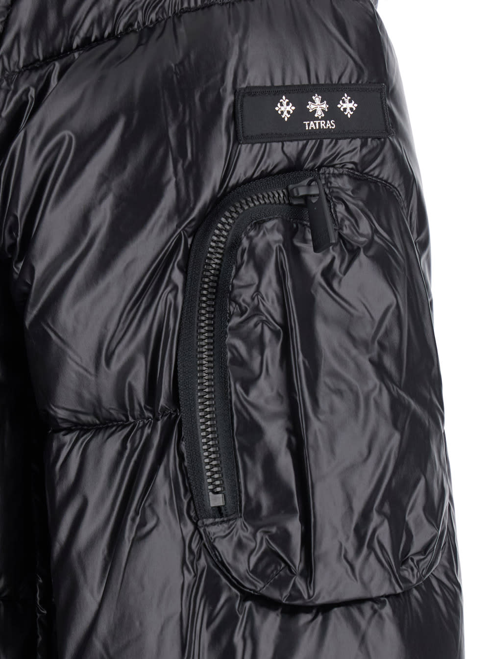 Tatras Belbo Black Down Jacket With Hood And Logo Patch On The Side In Tech Fabric Man In Black