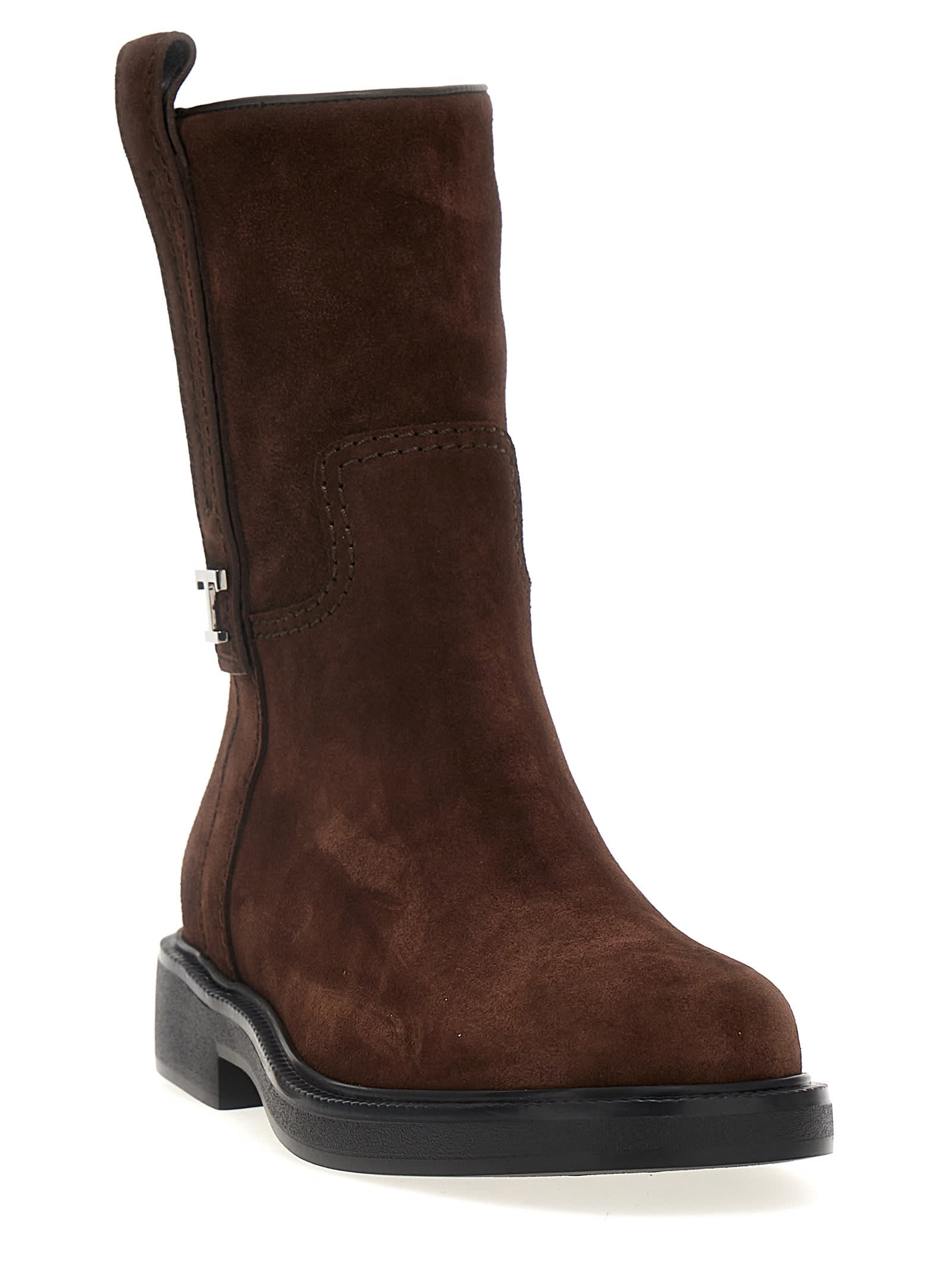 Shop Tod's T Timeless Ankle Boots In Brown