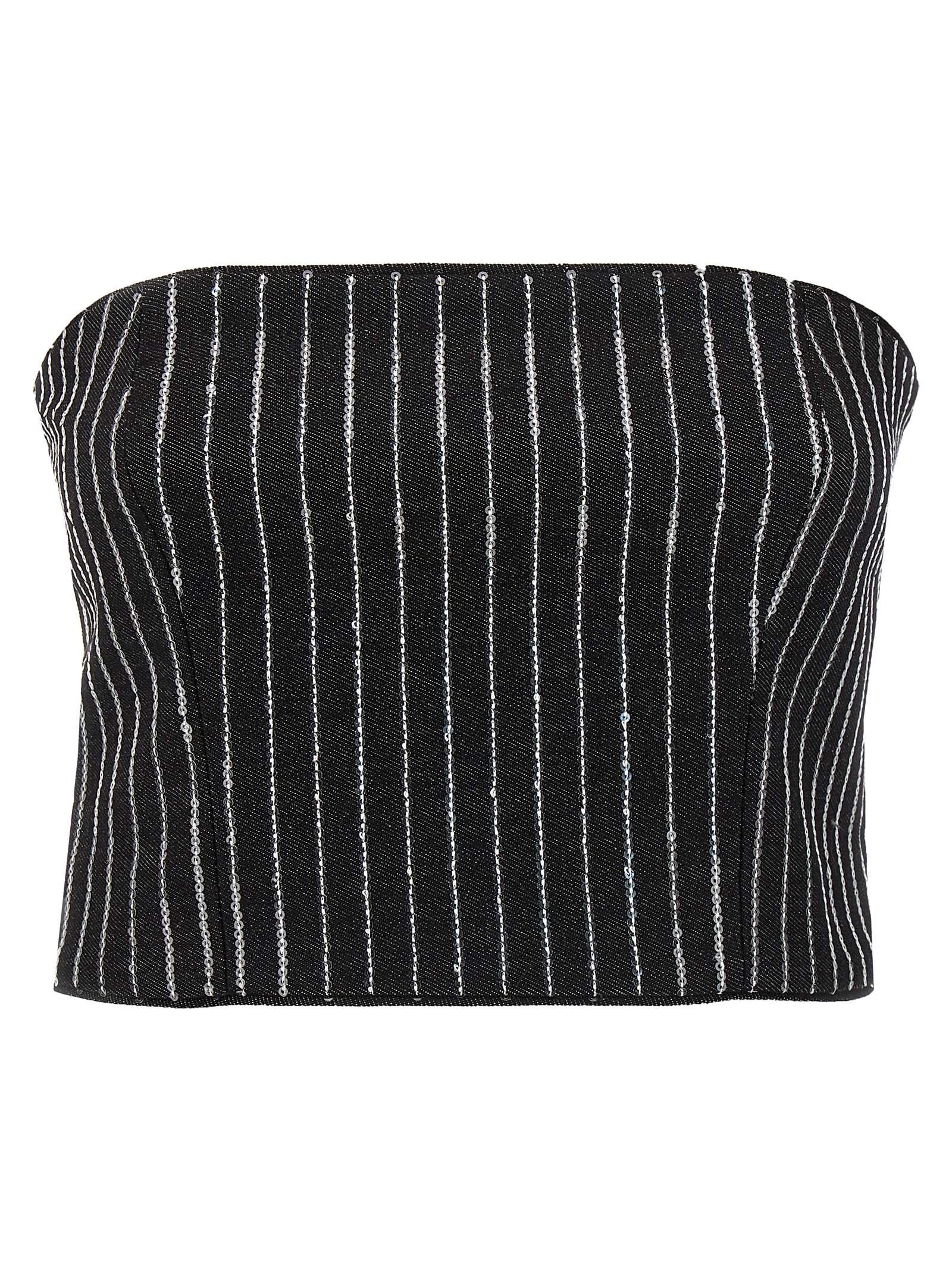 Sequin Pinstripe Crop Top