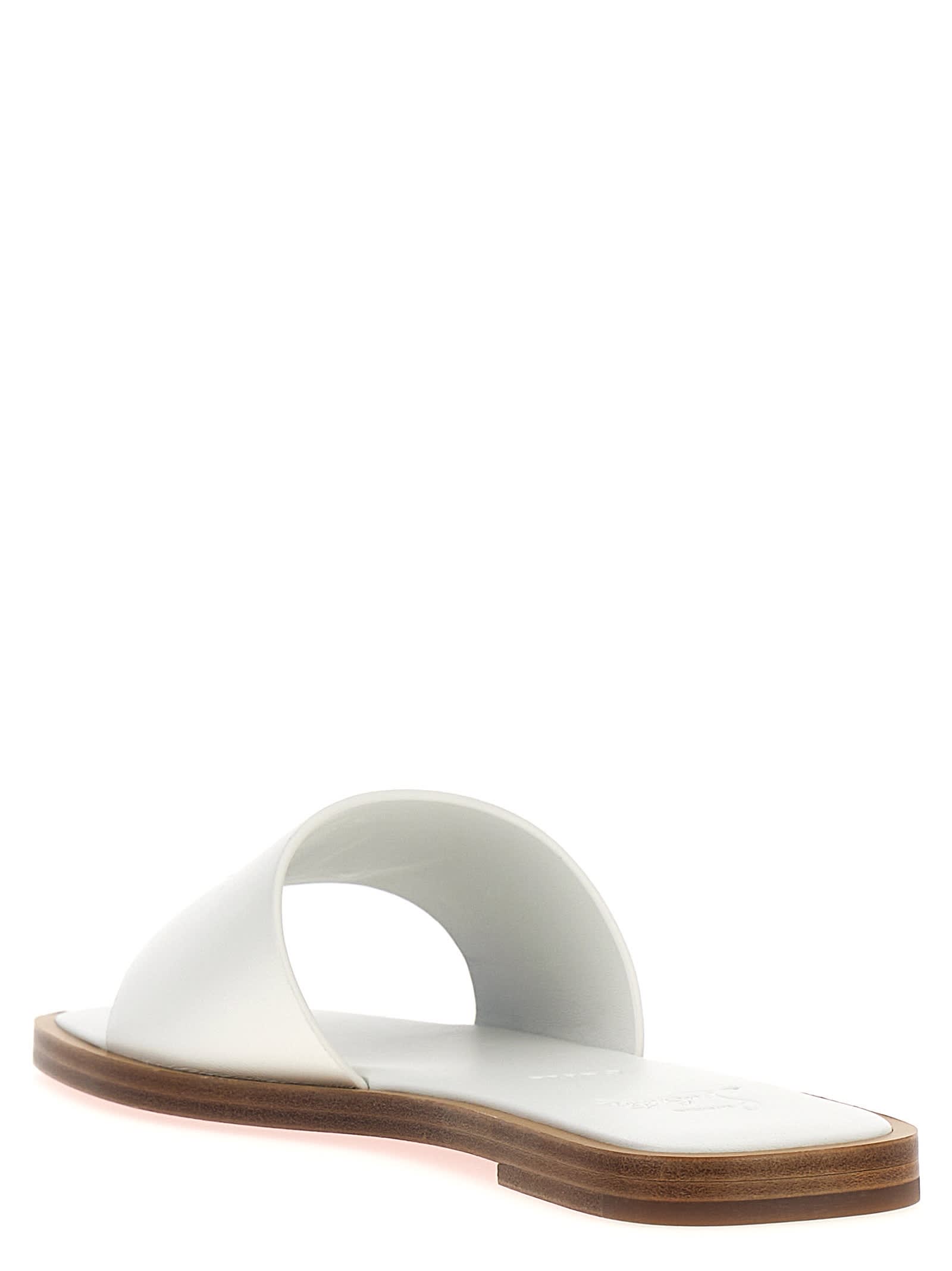 Shop Christian Louboutin Cl Mule Flat Sandals In White