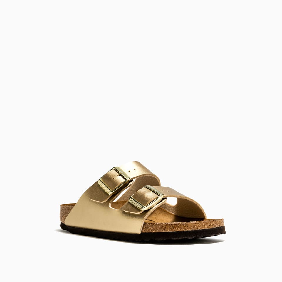 Shop Birkenstock Arizona Sandals 1016111 In Gold