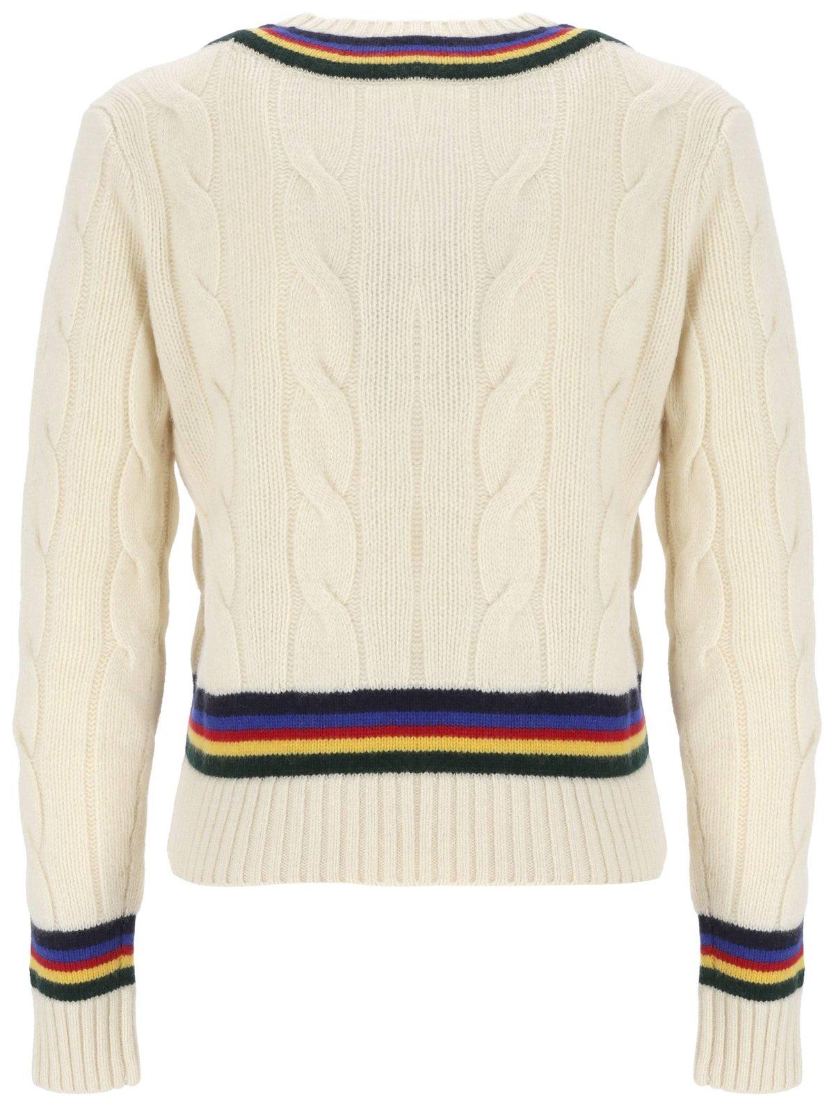 Shop Ralph Lauren Cable-knit Cricket Jumper In Cricket Cream