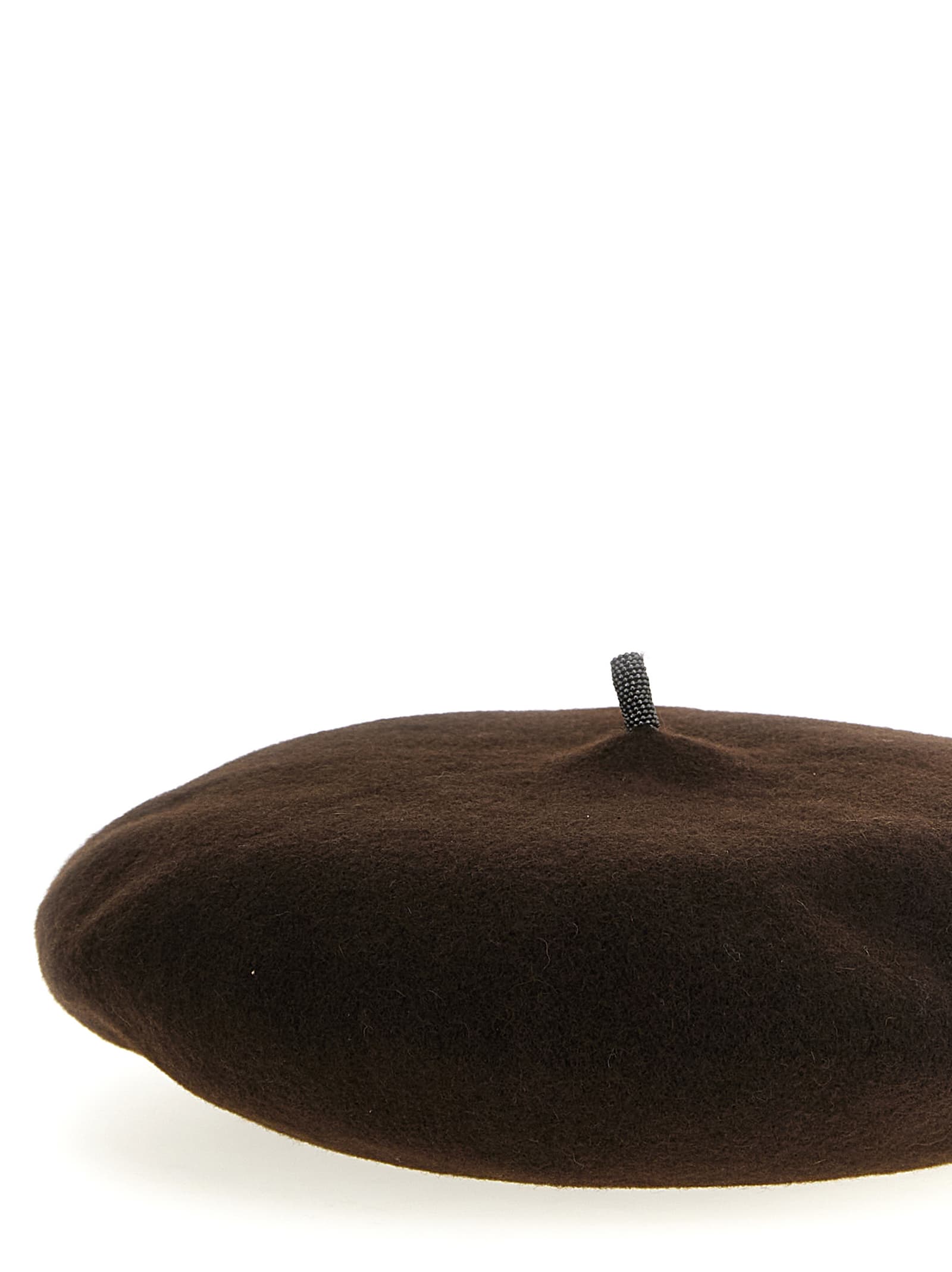 Brunello Cucinelli 'soft Round Loop Detail' Beanie In Brown
