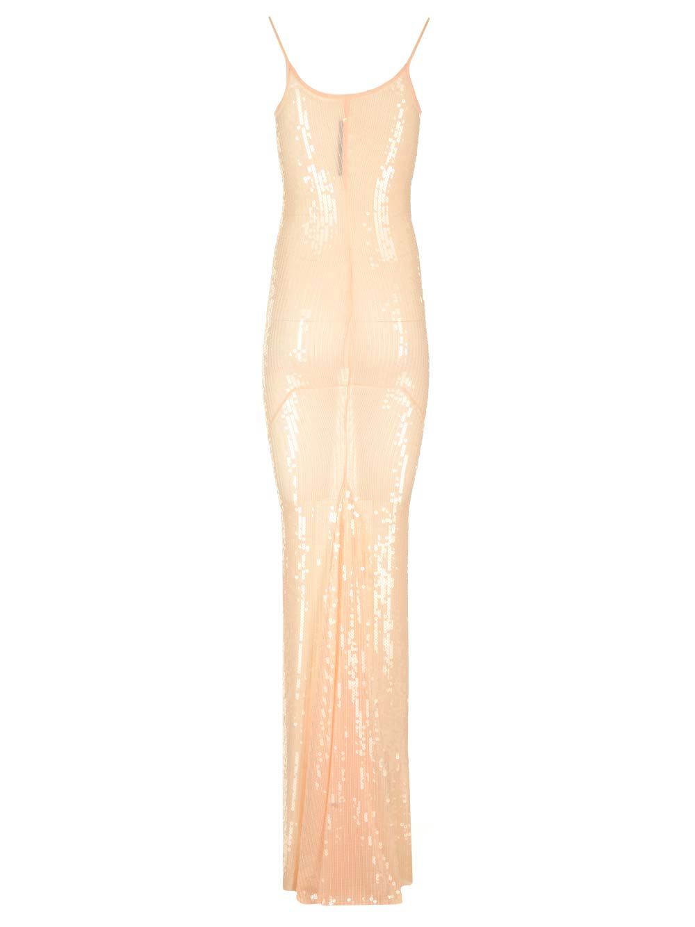 Shop Rick Owens Long Dress With Sequins In Beige