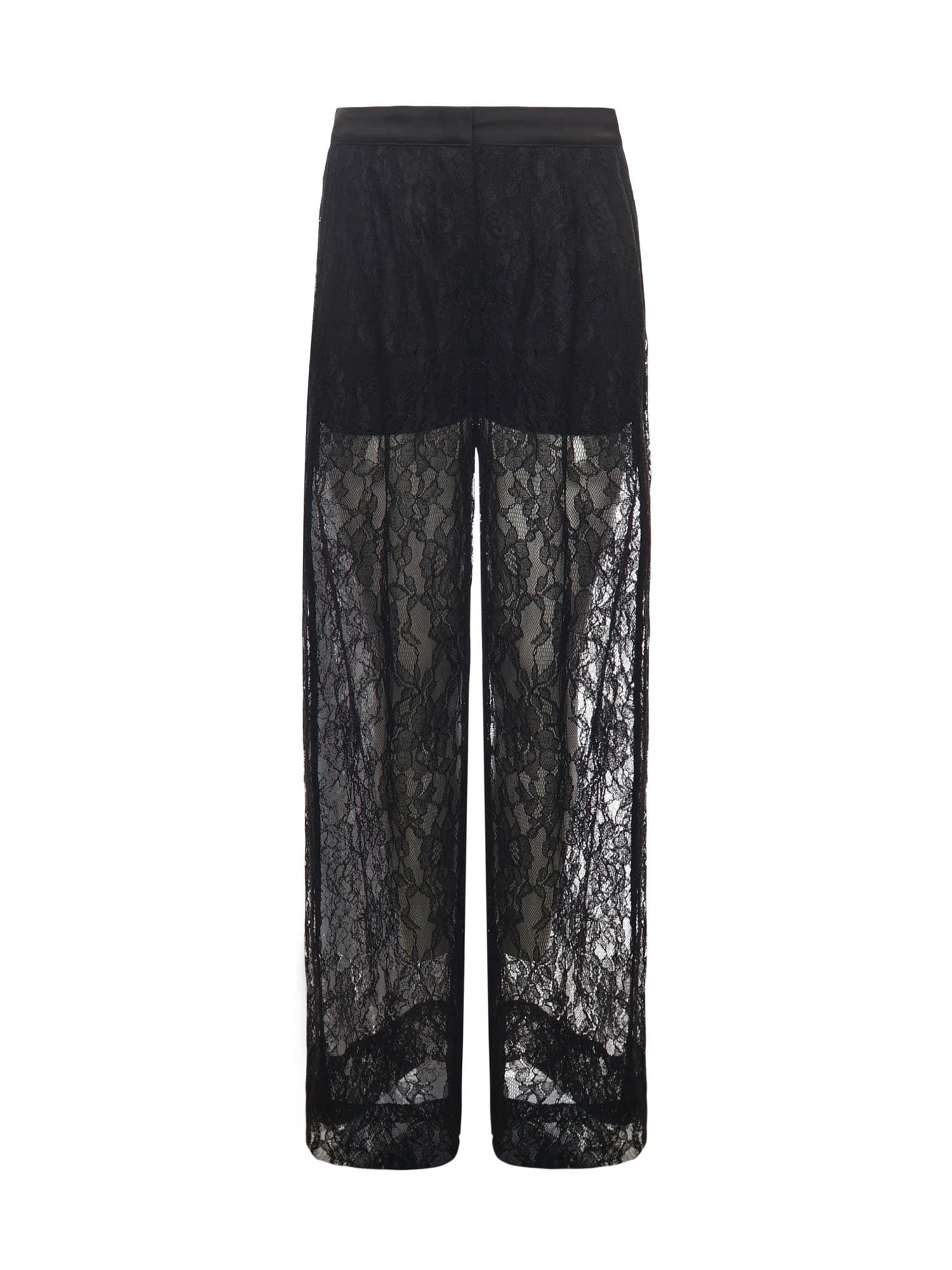 Pinko Wide-leg Lace Pants In Black