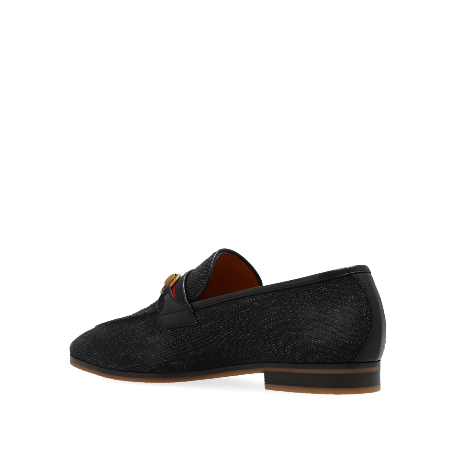 Shop Gucci Denim Loafers In Black