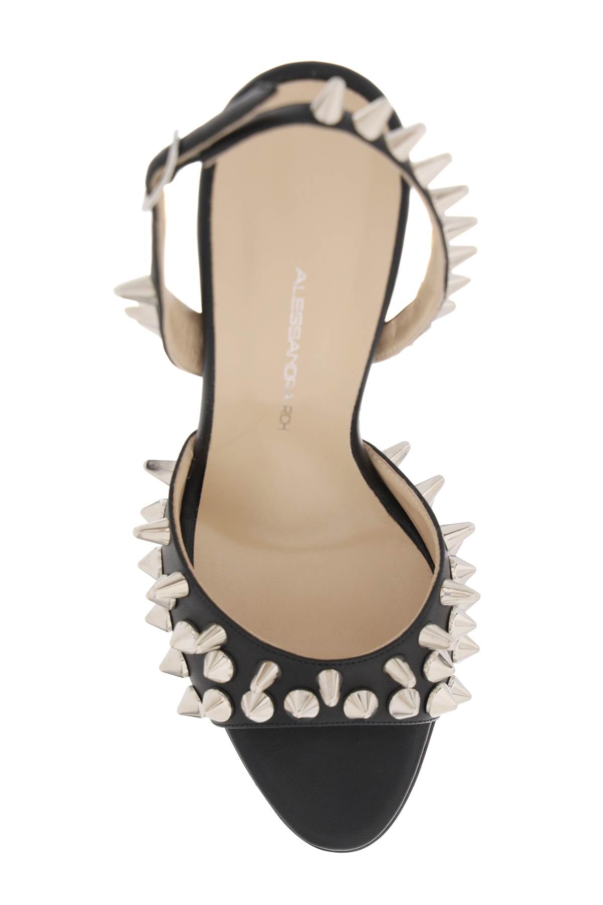 Shop Alessandra Rich Sandals With Spikes In Black (black)