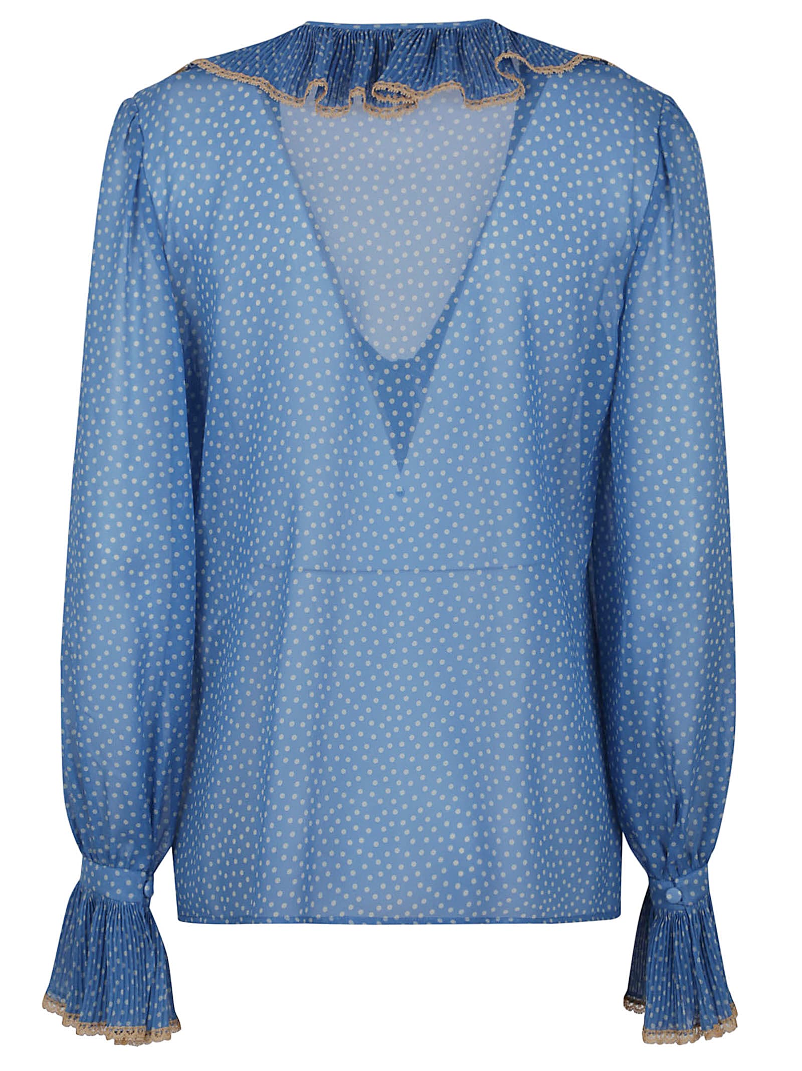 Shop Valentino Shirt Pattern Light Georgette Micro Pois Plusdepois In Dep Cerulean Betulla