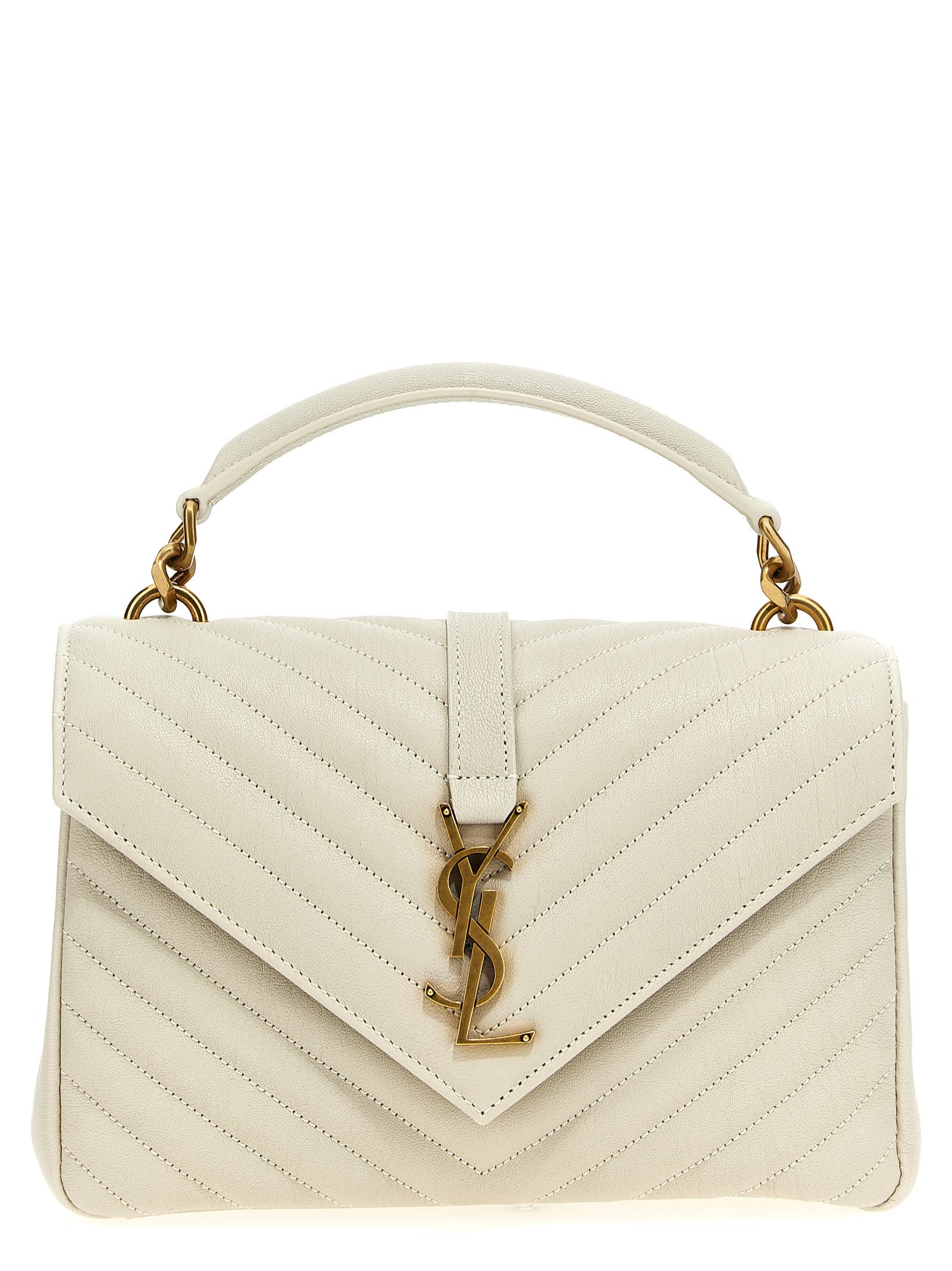 Saint Laurent College Crossbody Bag In White