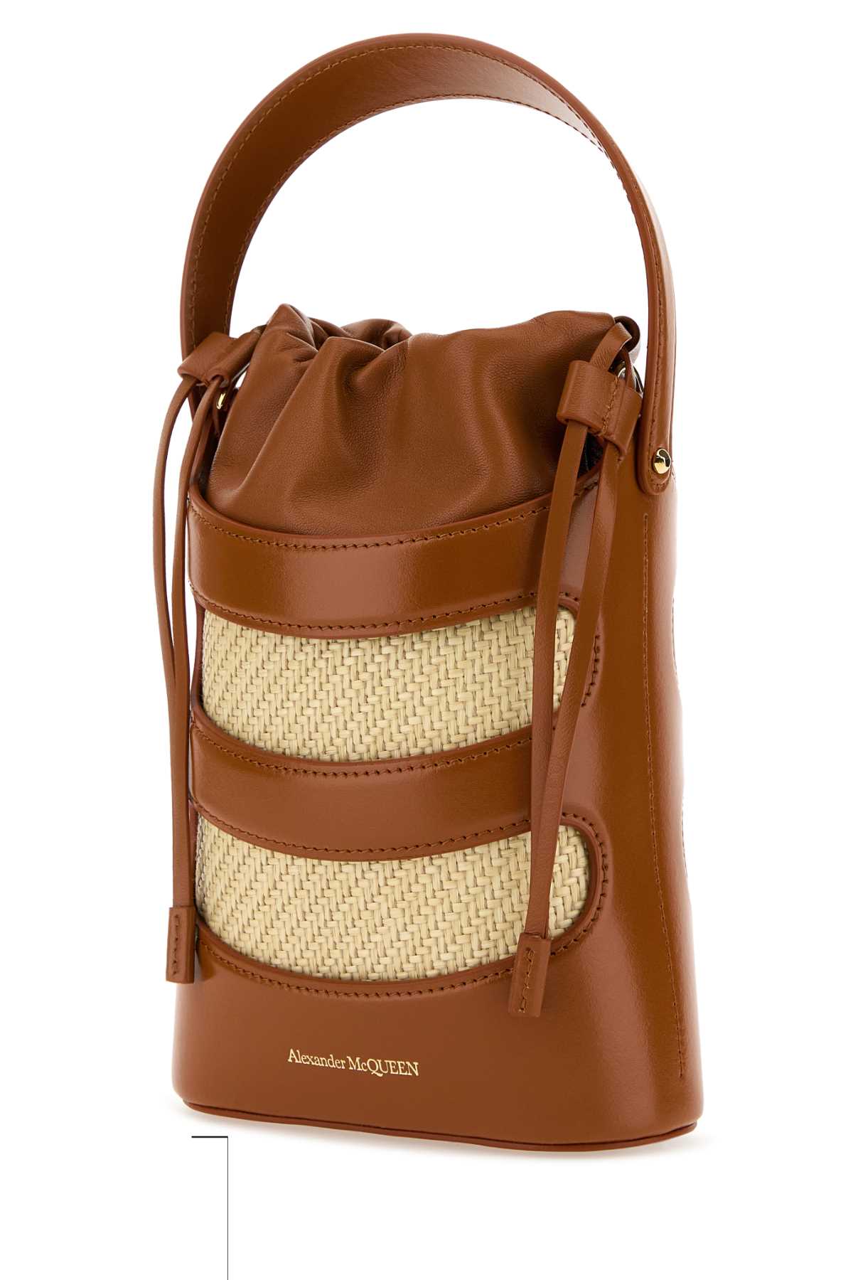 Shop Alexander Mcqueen The Rise Mini Bucket Bag In Tan/natural