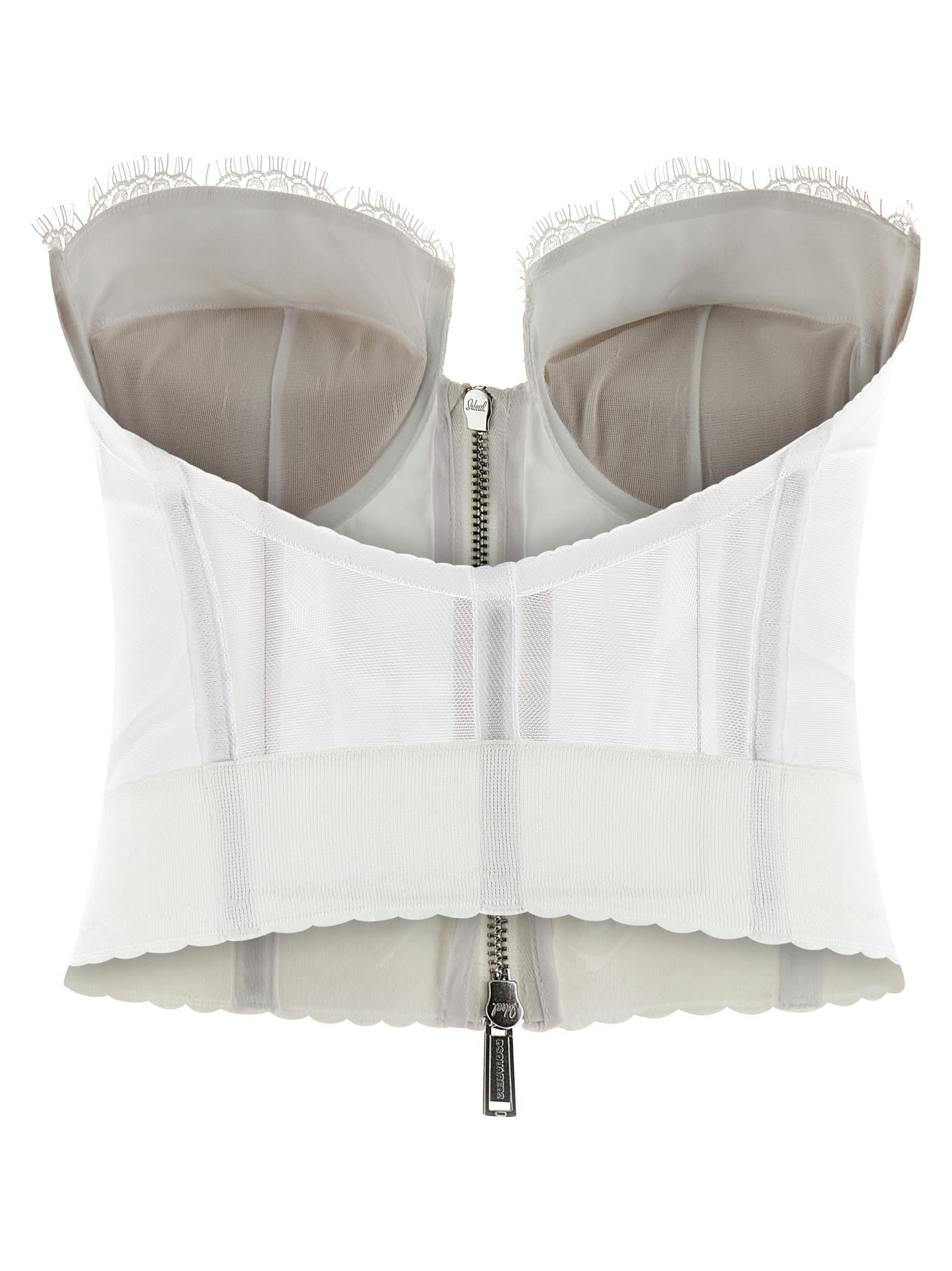 Dsquared2 Off-the-shoulder Bustier Top With Lace And Tulle Detailing In Multi