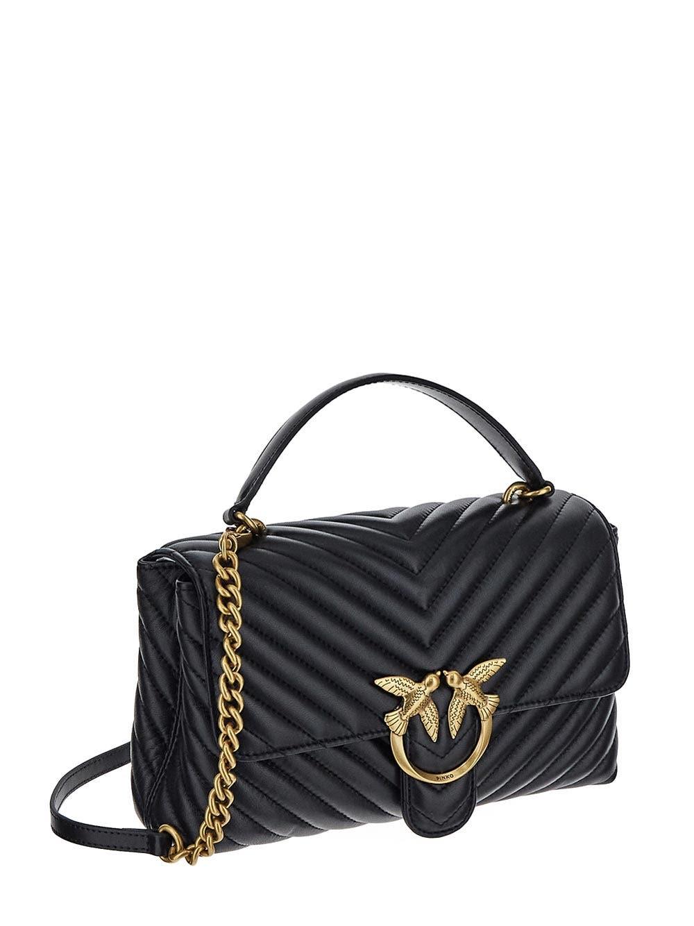Pinko Love Lady Puff Classic Handbag In Nero/antique