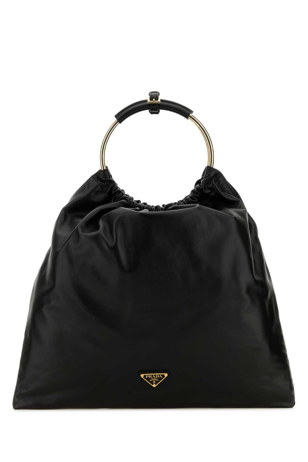 Shop Prada Black Leather Bucket Bag In Nero