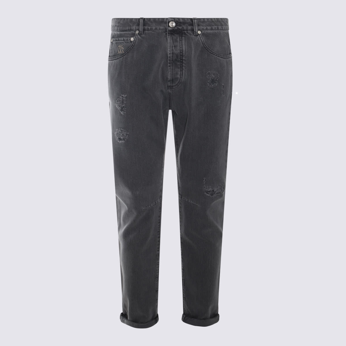 Brunello Cucinelli Grey Cotton Denim Jeans In Gray