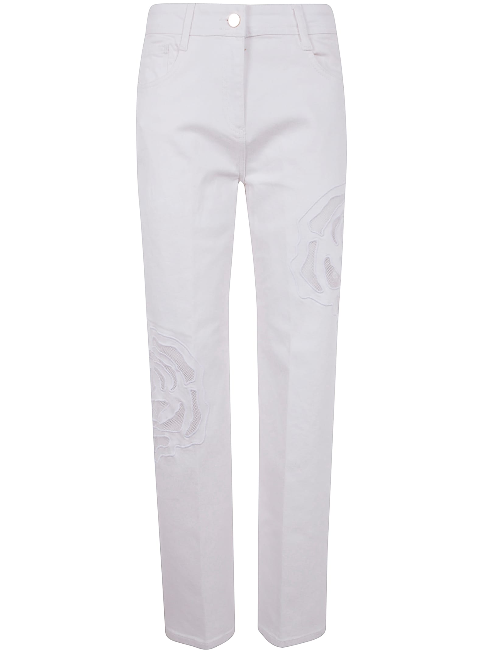 Embroidered Roses Denim Jeans