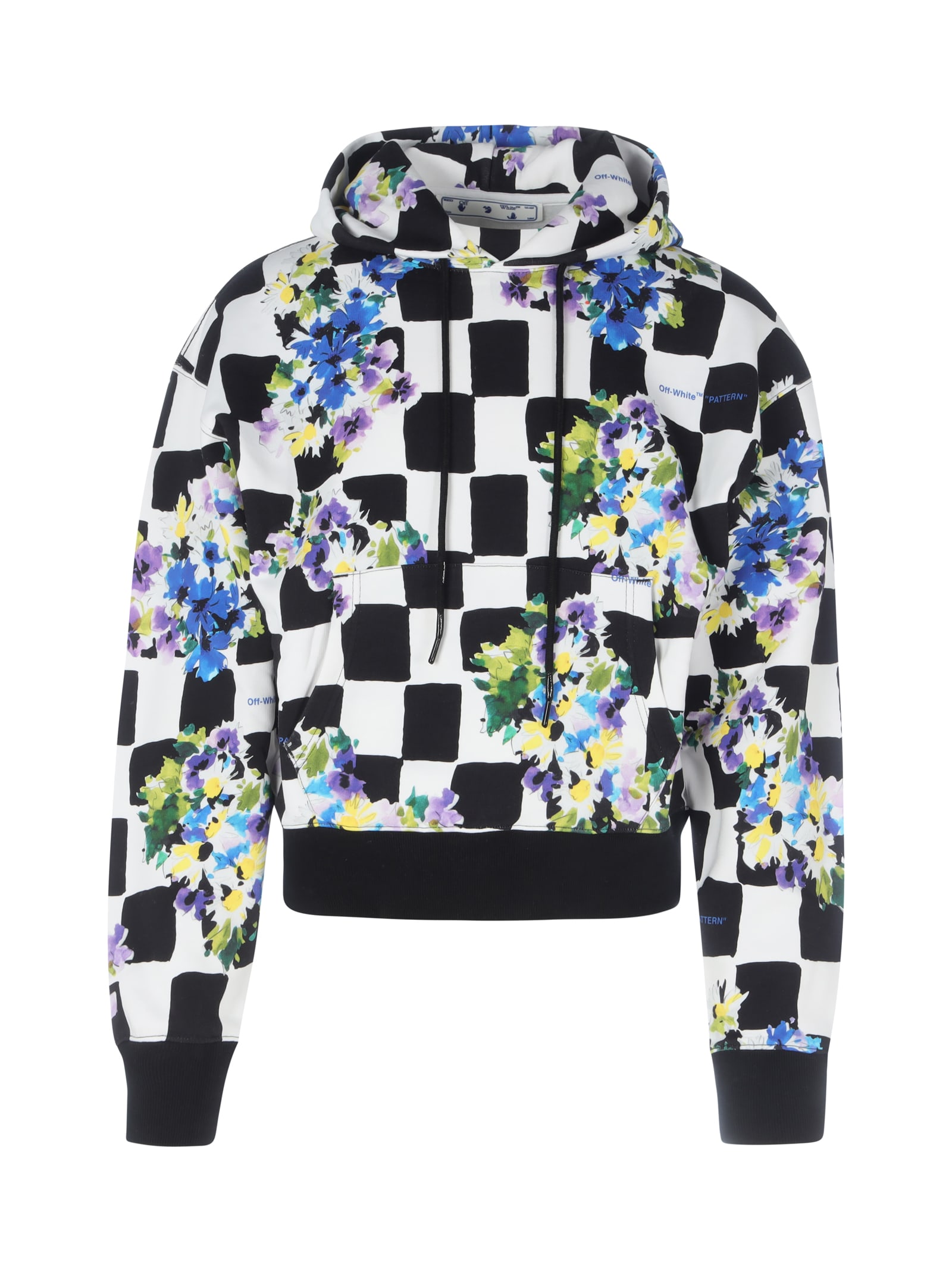OFF-WHITE CHECK FLOWERS OVER HOODIE,OMBB037S21FLE010 8400 MULTI