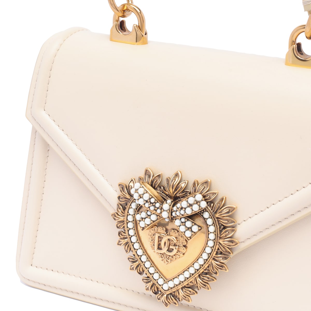 Shop Dolce & Gabbana Small Devotion Handbag In White