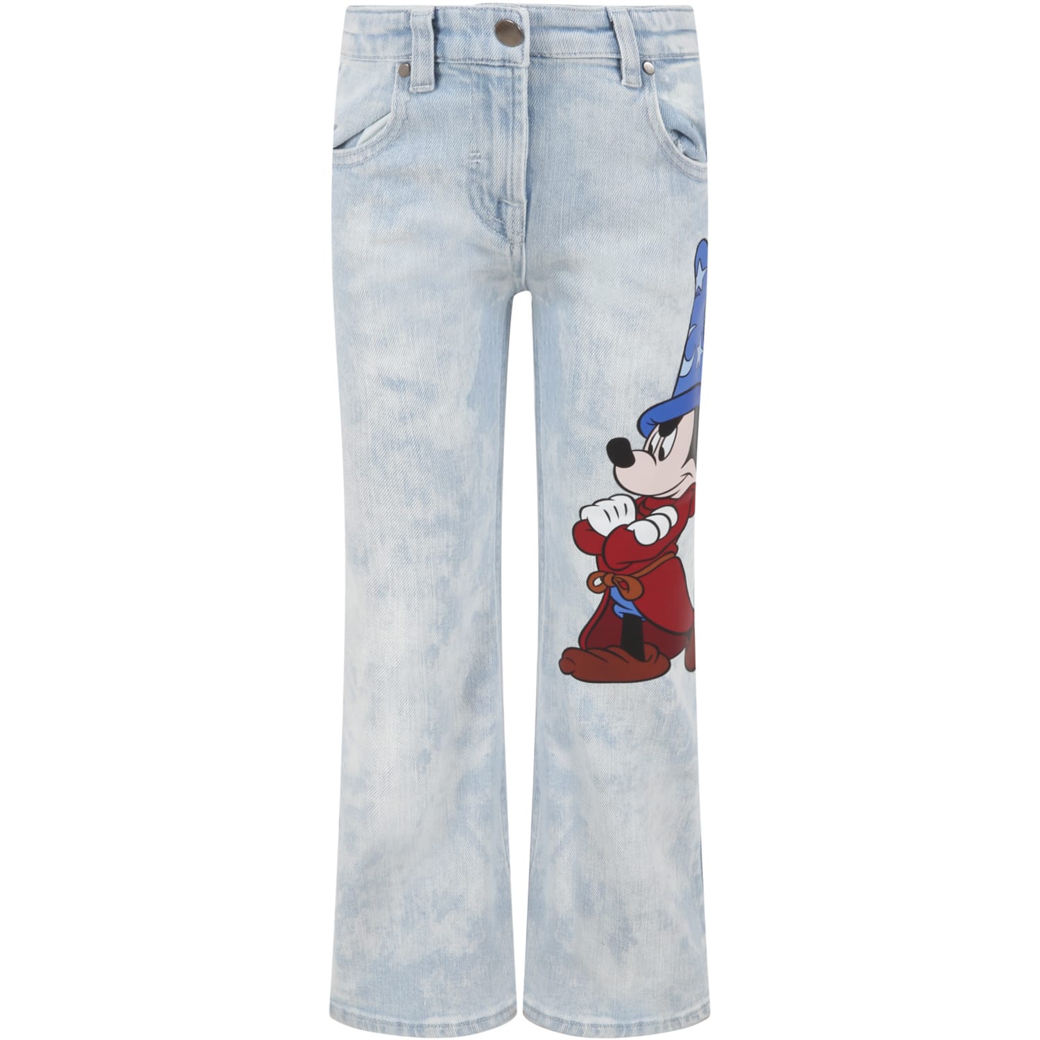 Stella McCartney Kids Light Blue Jeans For Girl With Mickey Mouse