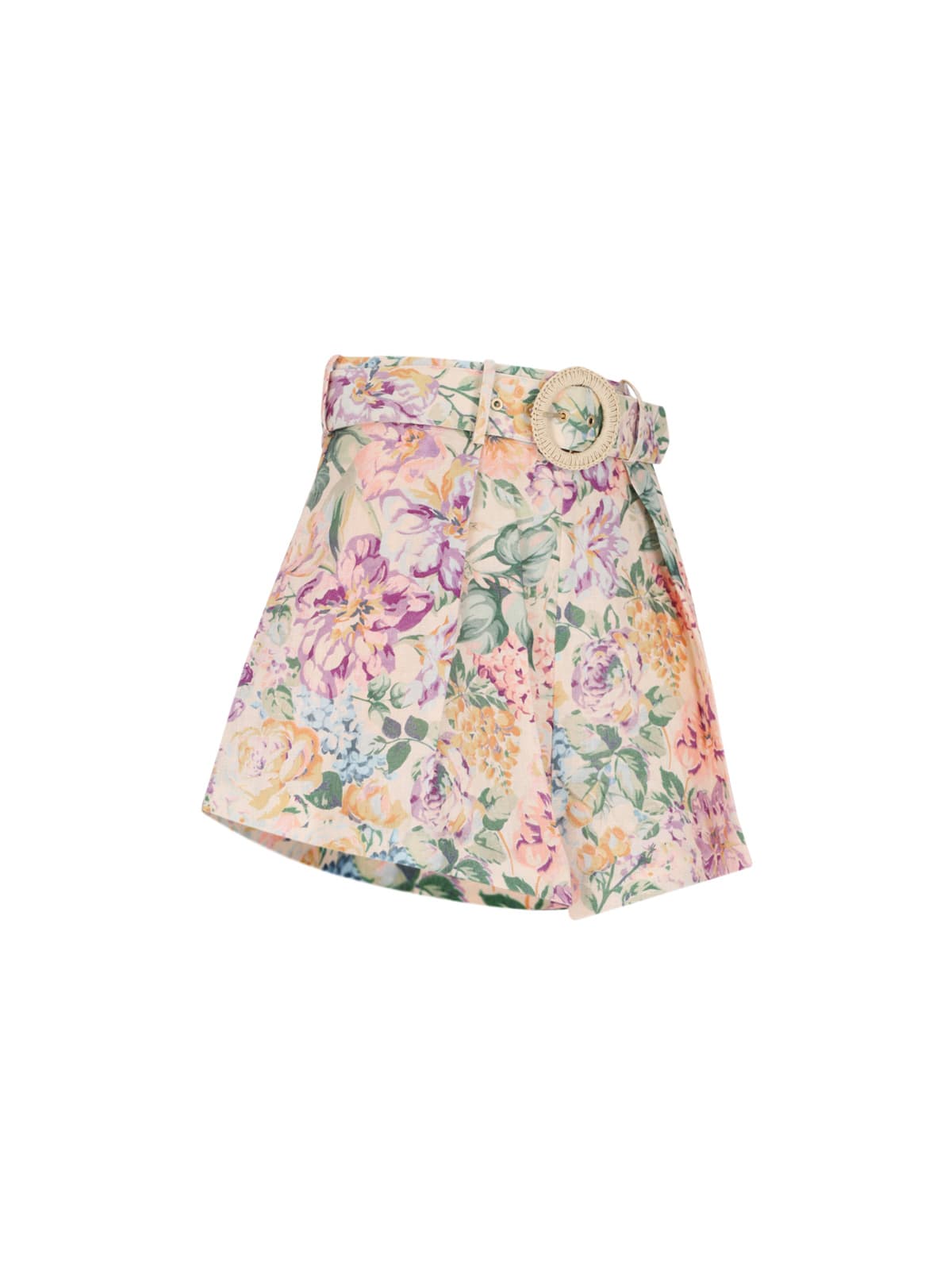 Shop Zimmermann Halliday Shorts In Multi Watercolour Floral