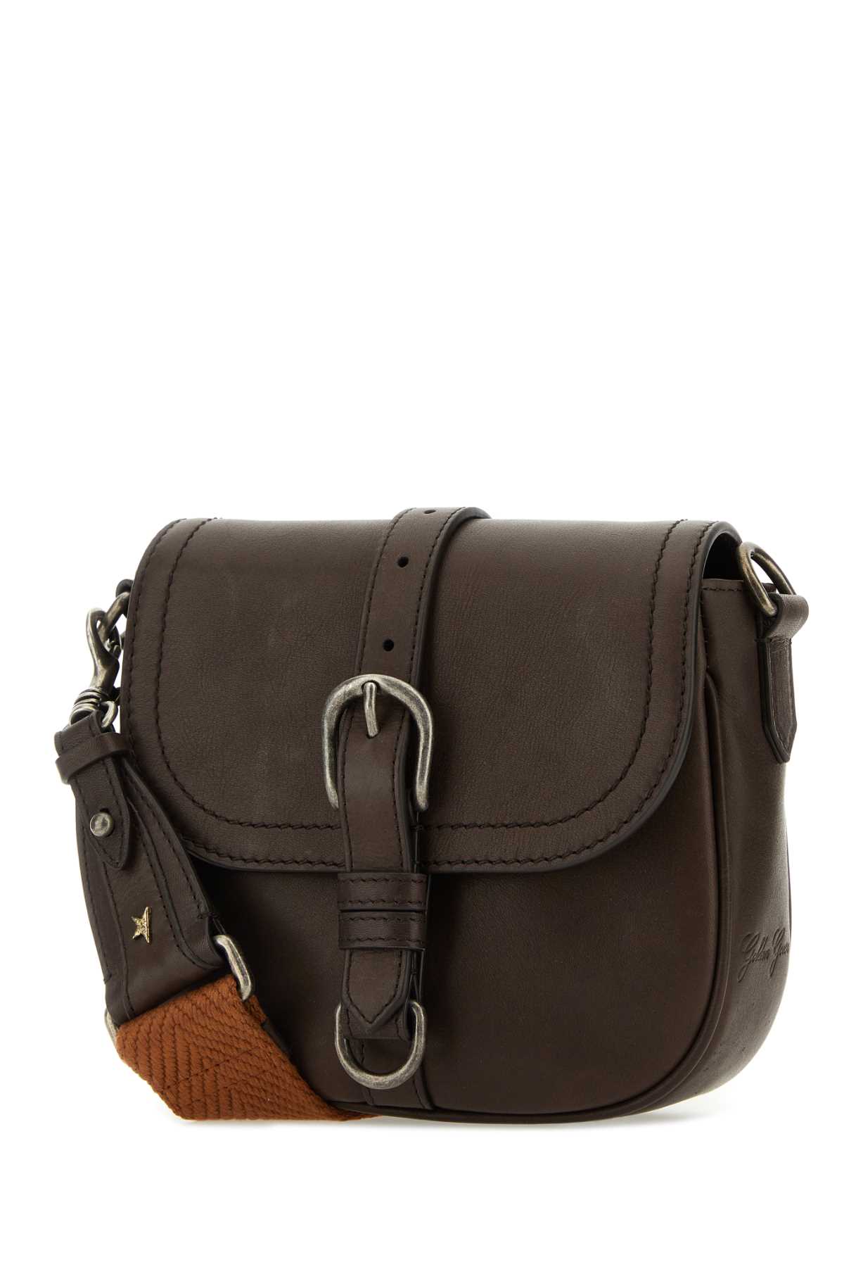 Shop Golden Goose Dark Brown Leather Small Sally Crossbody Bag In Darkbrown