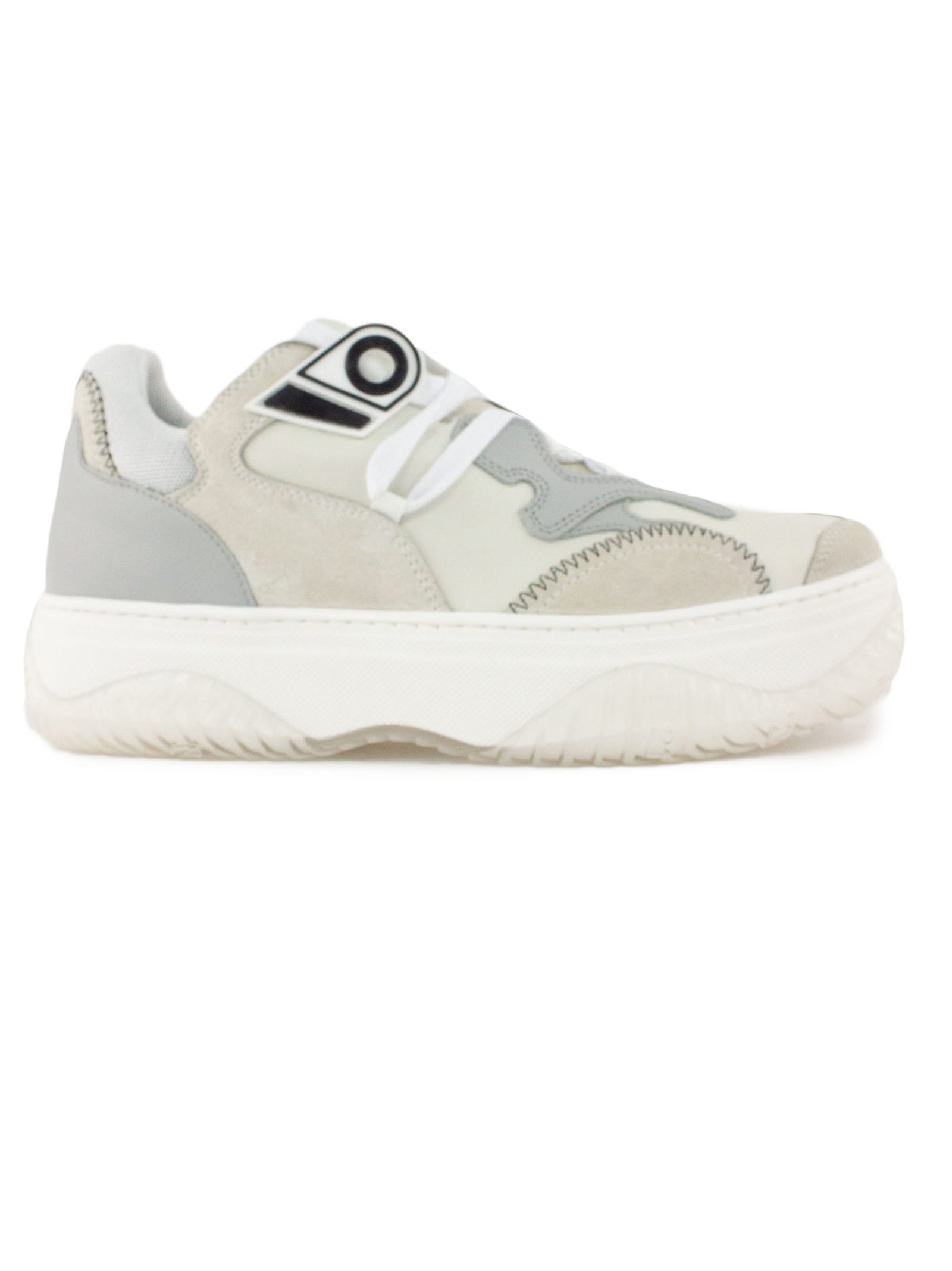 N.21 Tonal Grey And White Low-top Sneakers