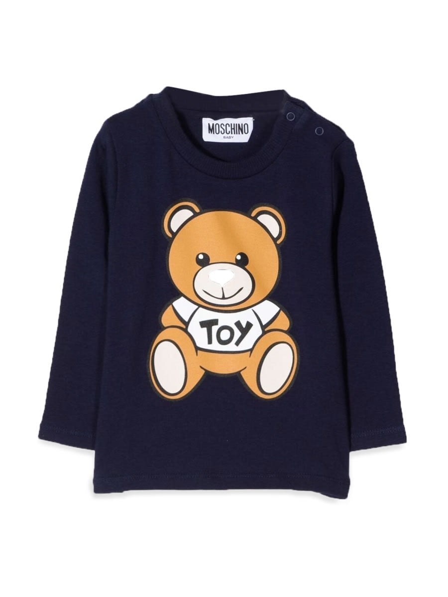 Moschino Babies' T-shirt Con Teddy Bear In Cotone In Blue