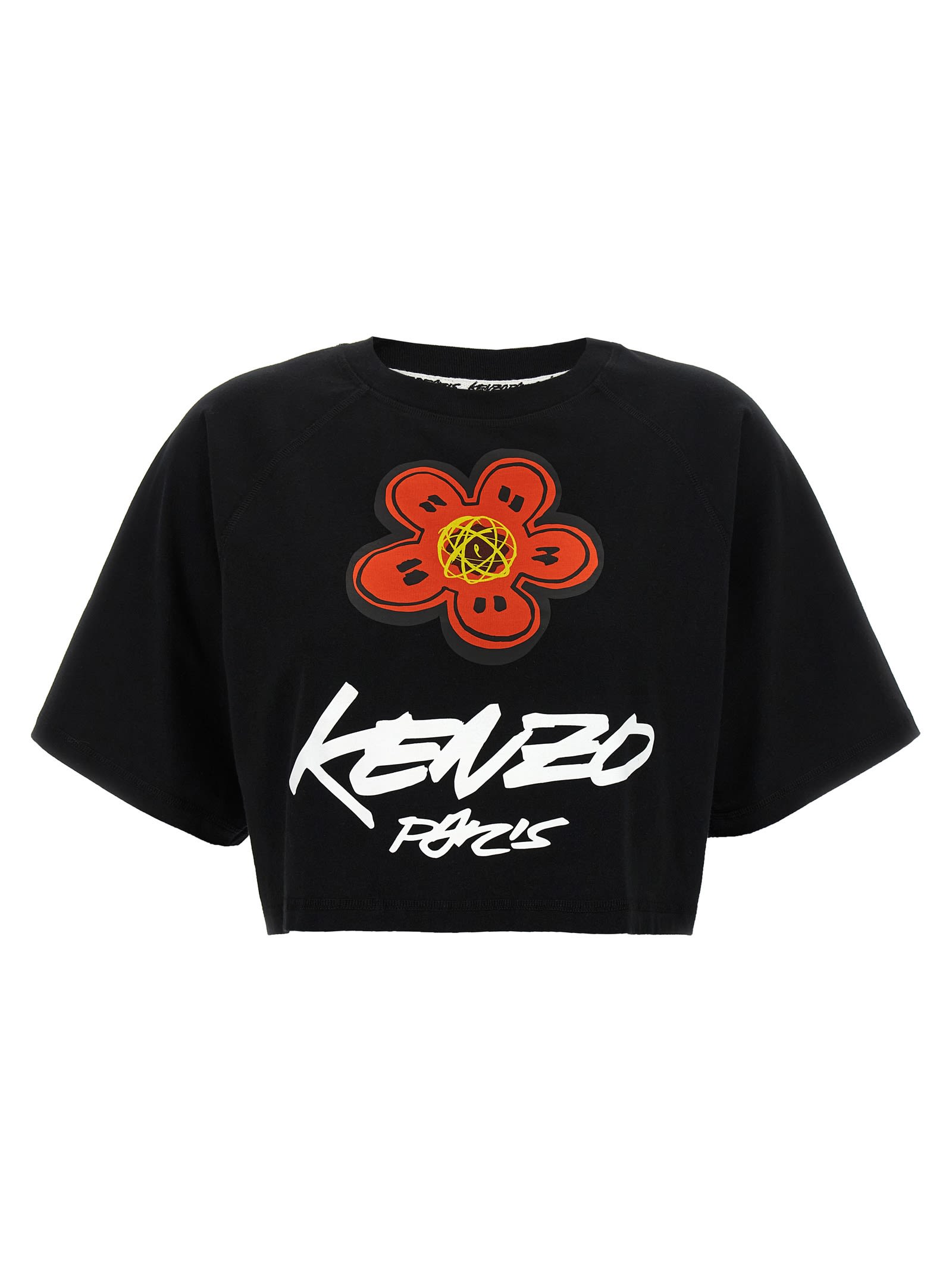 Kenzo Boke Flower Crop T-shirt In Black