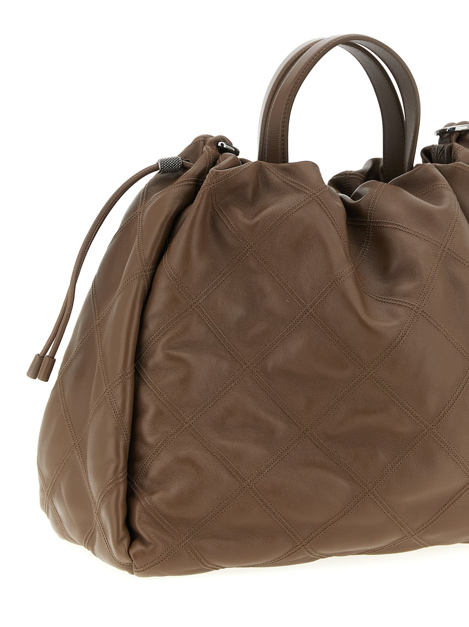 Brunello Cucinelli Mellow Large Shopping Bag In Brown