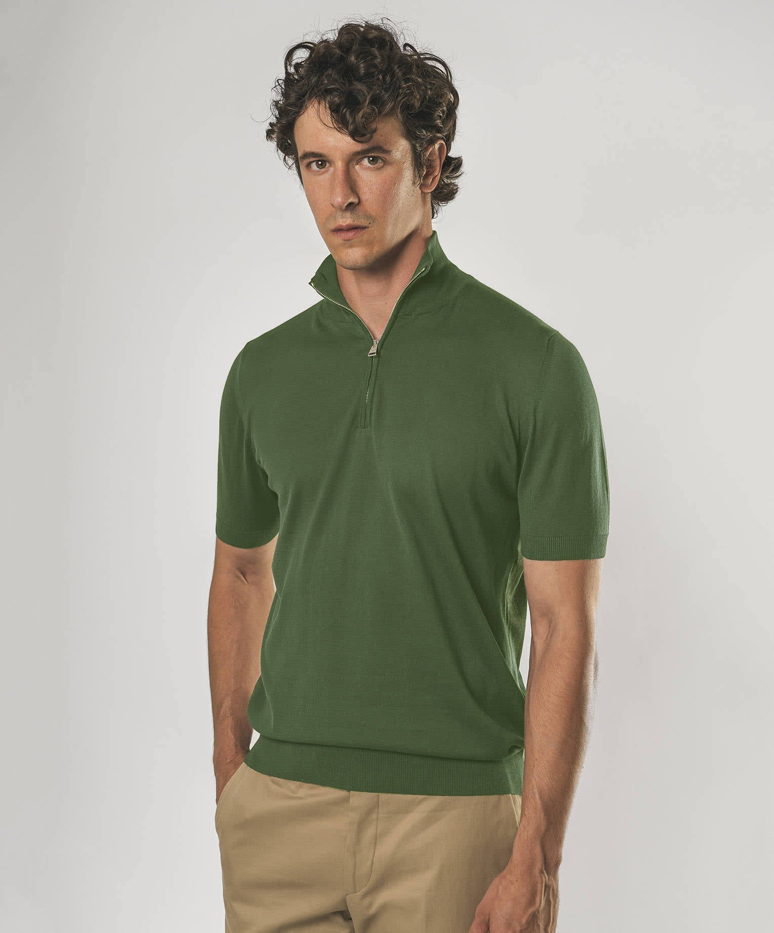 Larusmiani Paul T-shirt With Zip Sweater In Green