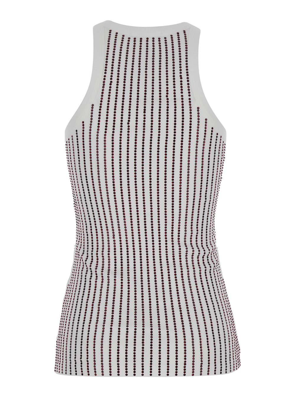 Attico White Tank Top With Multicolor Rhinestone In Jersey Woman In White
