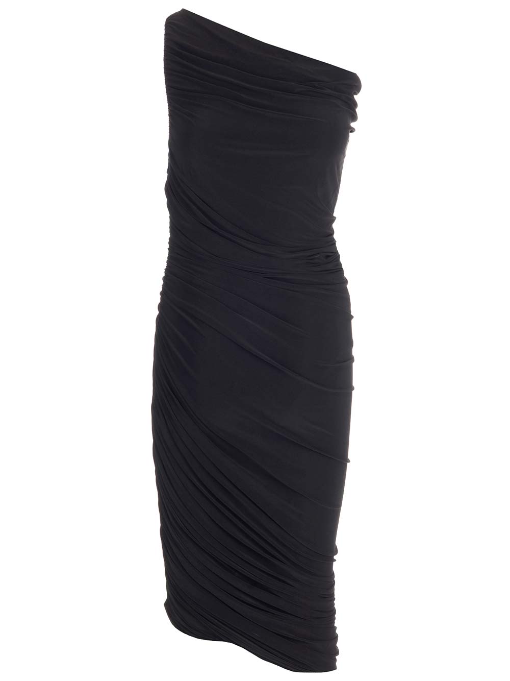 Shop Norma Kamali Black One-shoulder Diana Dress In Jersey