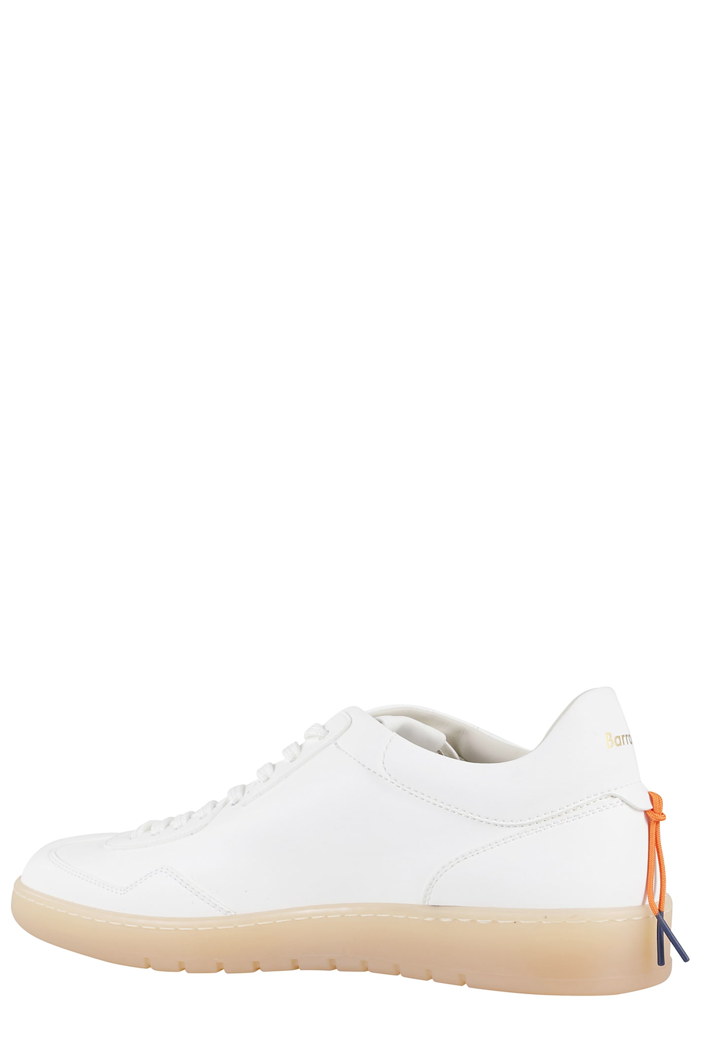 Barracuda Minimalist Leather Sneakers With Contrasting Heel Tab In Bianco