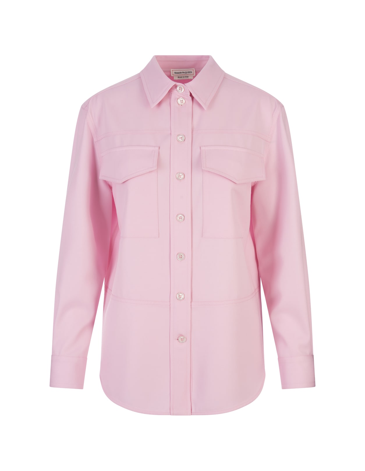ALEXANDER MCQUEEN SHIRT WITH MILITARY POCKETS IN LIGHT PINK
