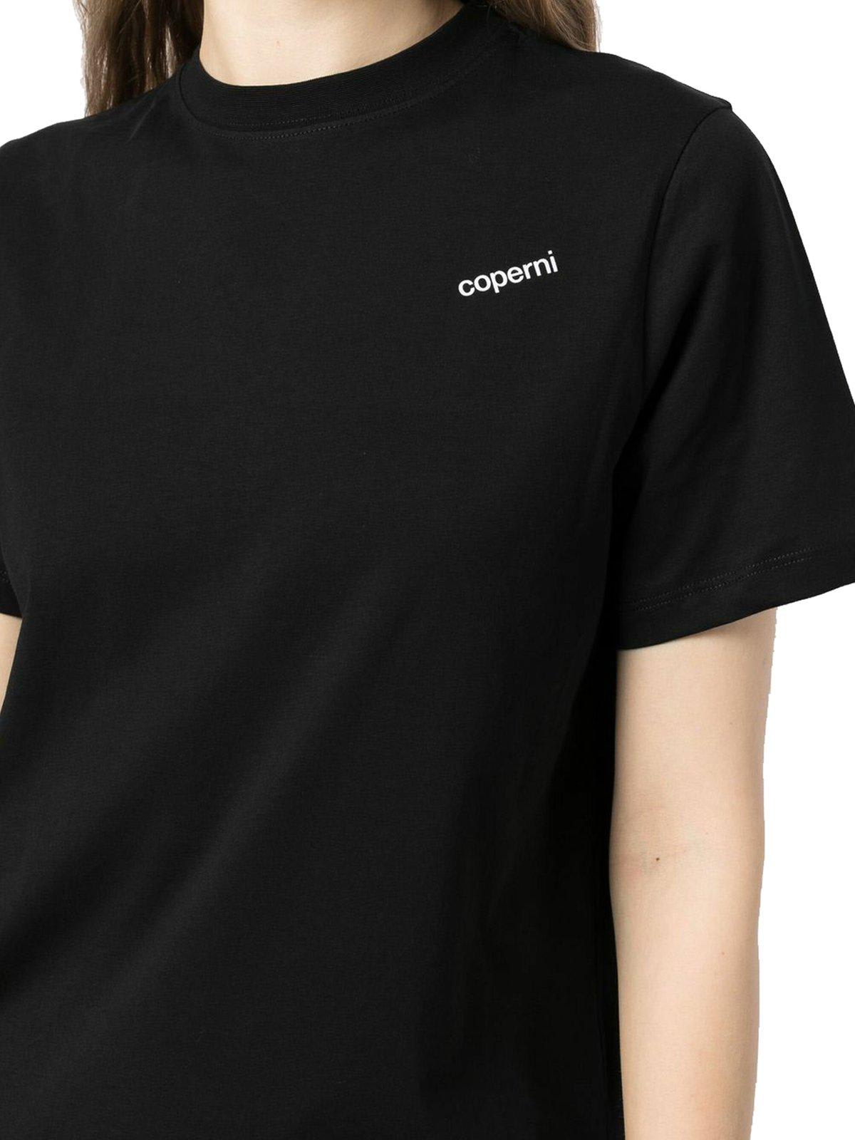 Shop Coperni Boxy Logo Printed Crewneck T-shirt T-shirt In Black