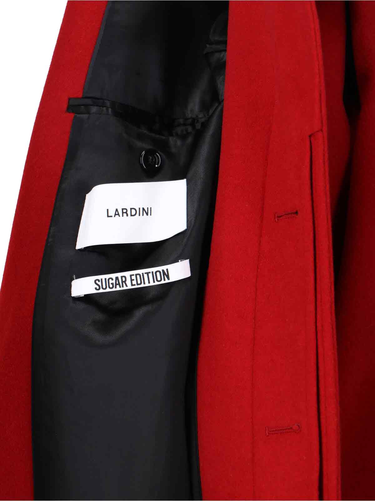 Lardini Red Cashmere Coat With Classic Collar In Red