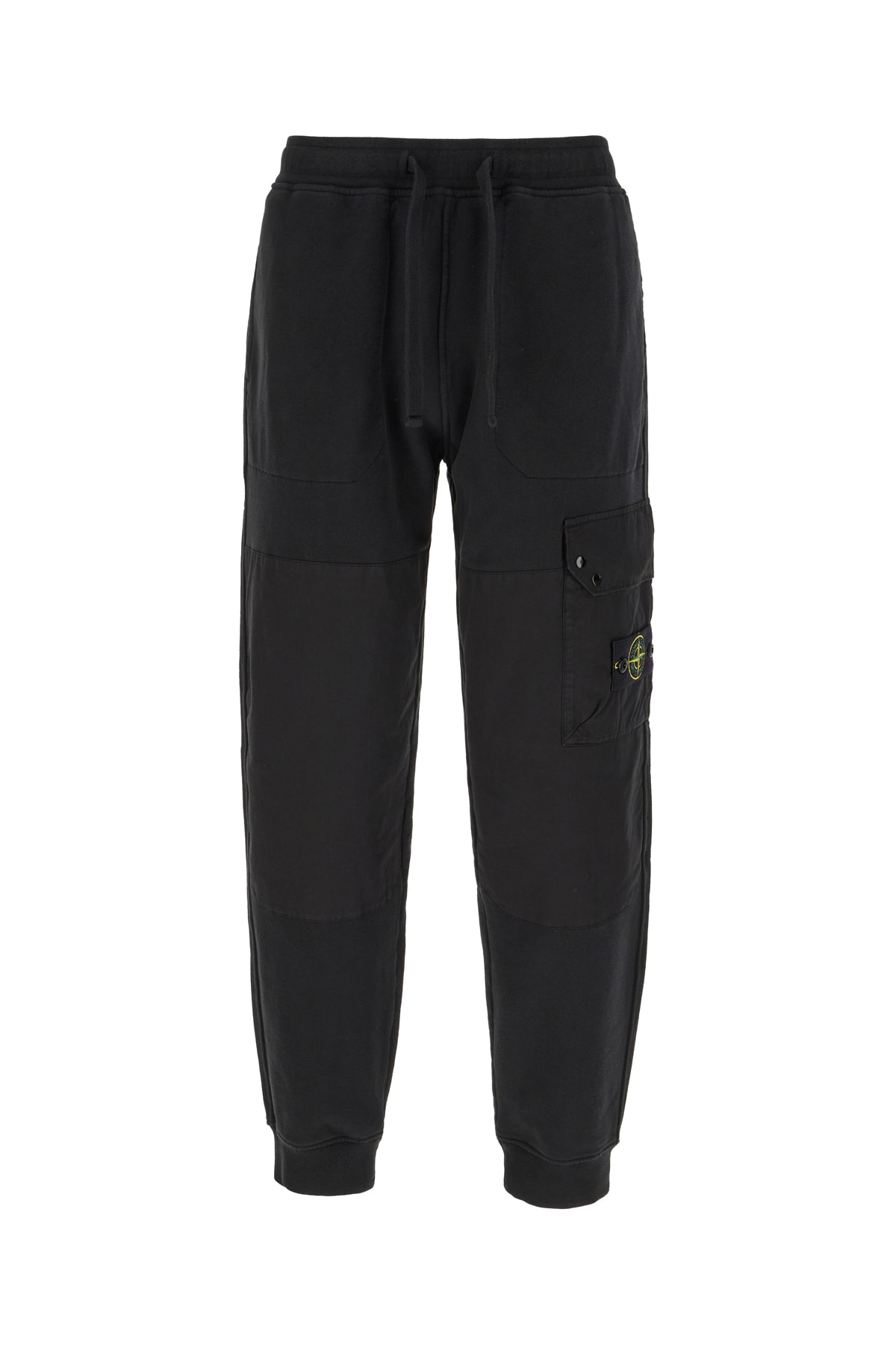 Stone Island Black Cotton Joggers In Gray