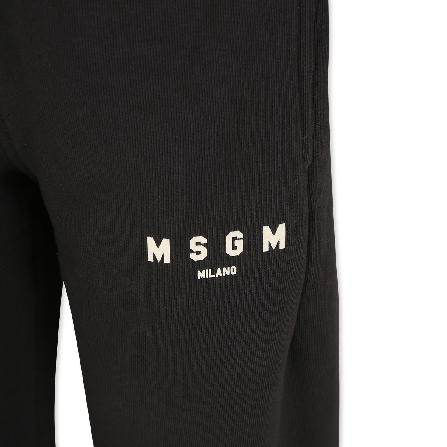 MSGM BLACK TROUSERS FOR KIDS WITH LOGO 