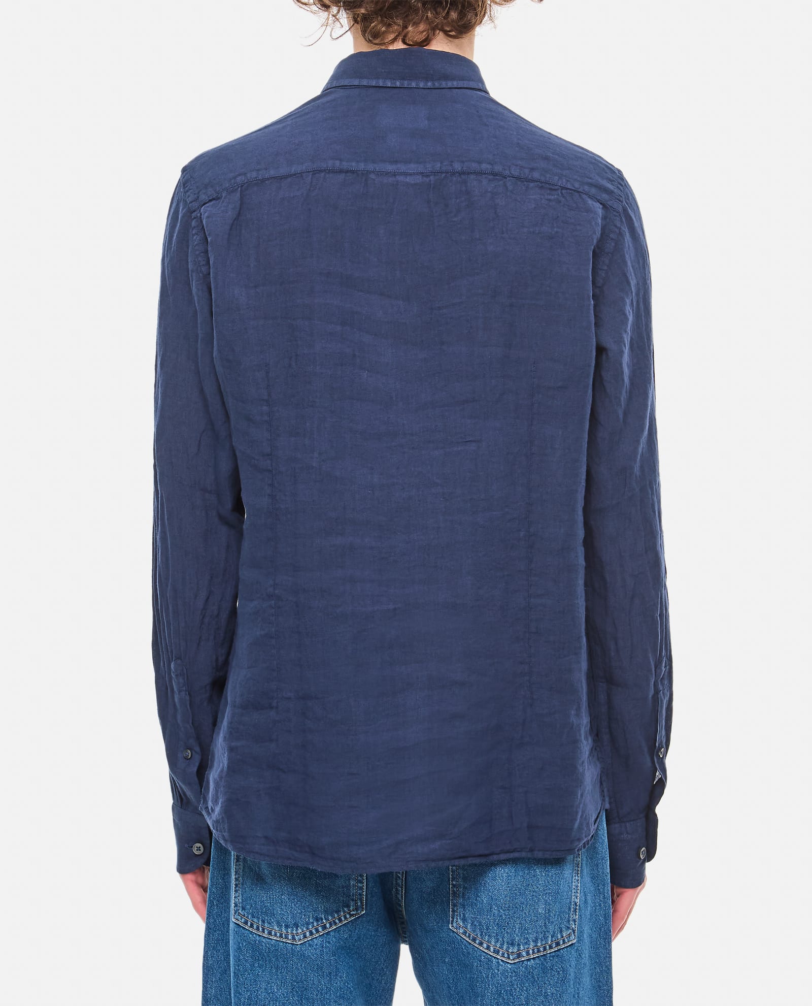 Shop Bd Baggies Linen Shirt In Blue