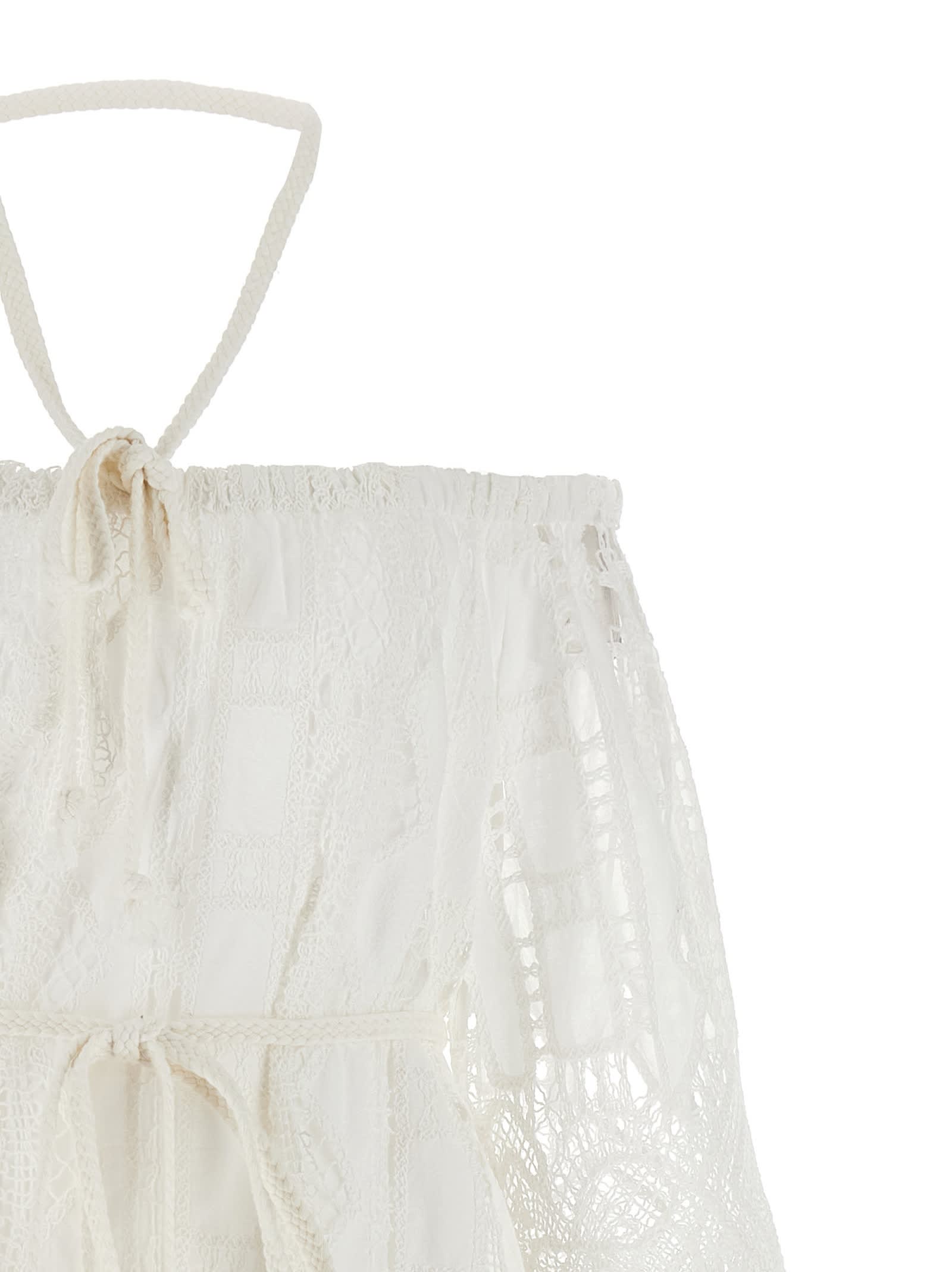 Pinko Sheer Halter Neck Flared Hem Dress