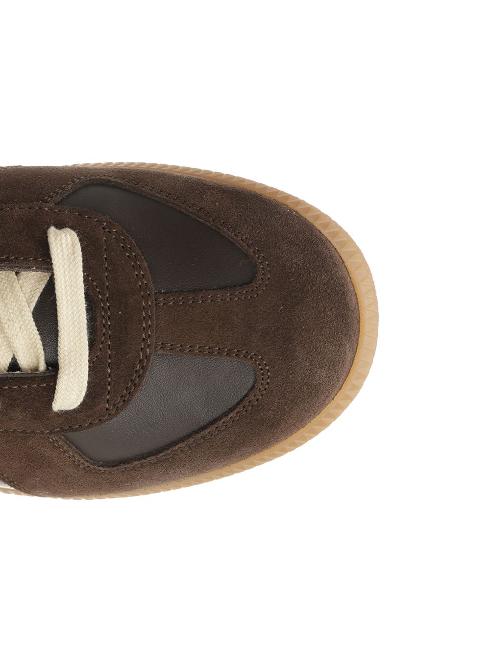 Maison Margiela Low-top Sneakers Featuring Suede Panels In Brown