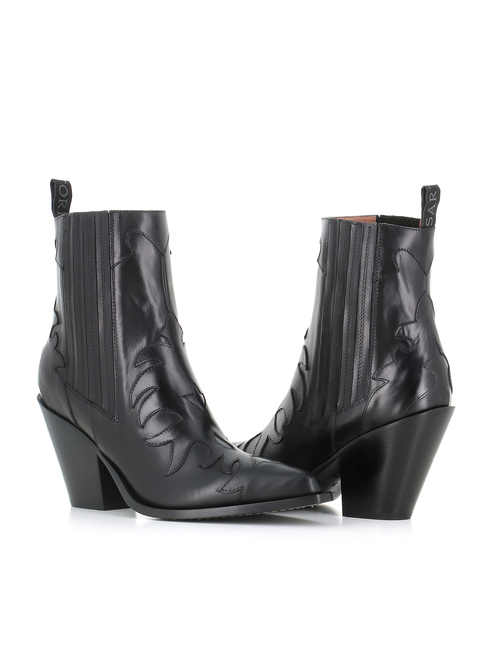 Sartore Leather Pointed-toe Boots In Black