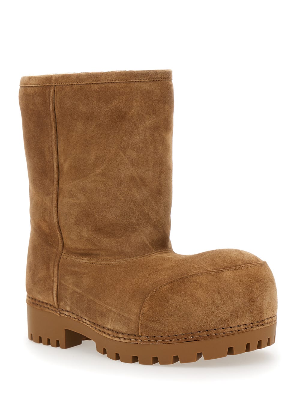 Shop Balenciaga Alaska Black Oversized Boots In Suede Woman In Beige