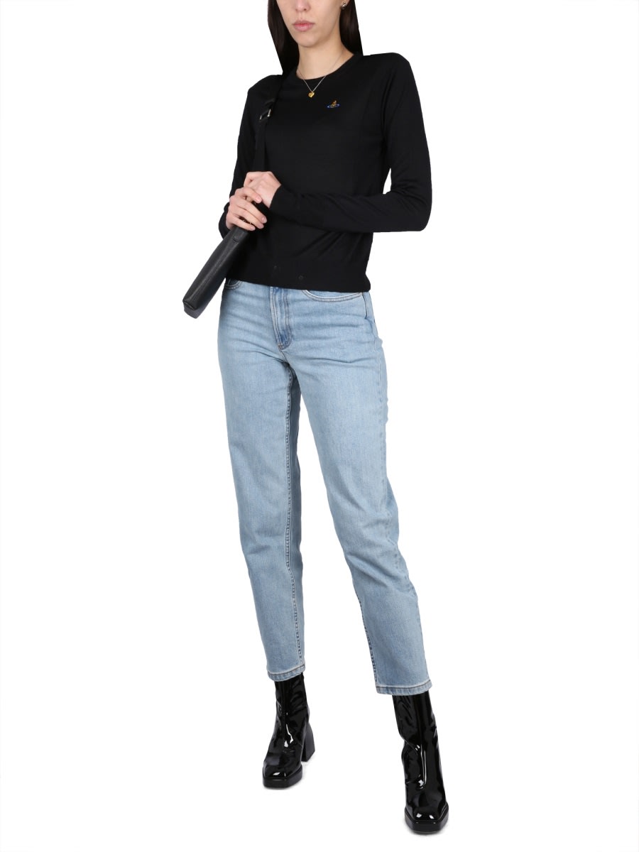 Shop Vivienne Westwood Jersey With Orb Embroidery In Black