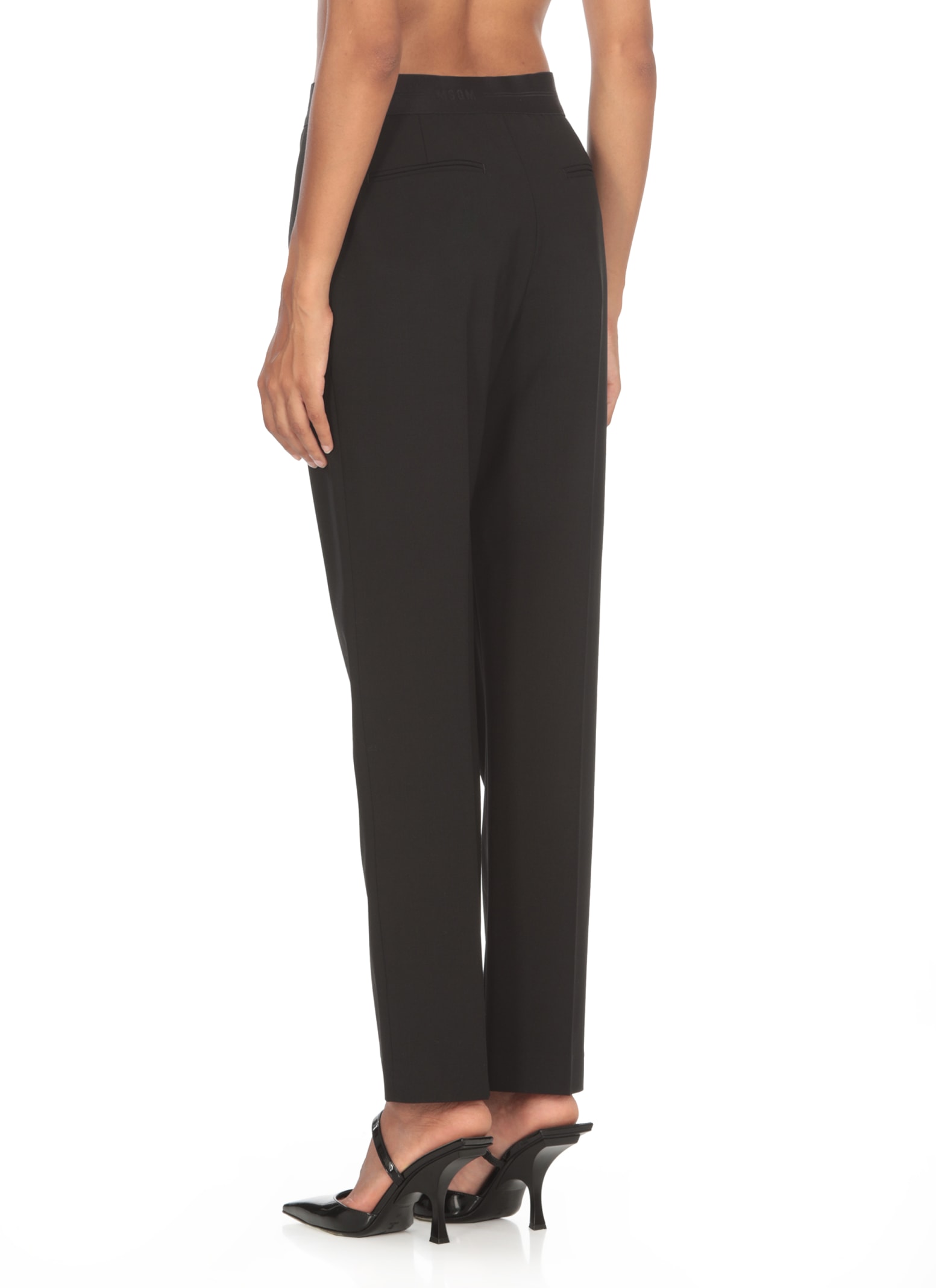 Shop Msgm Virgin Wool Trousers In Black