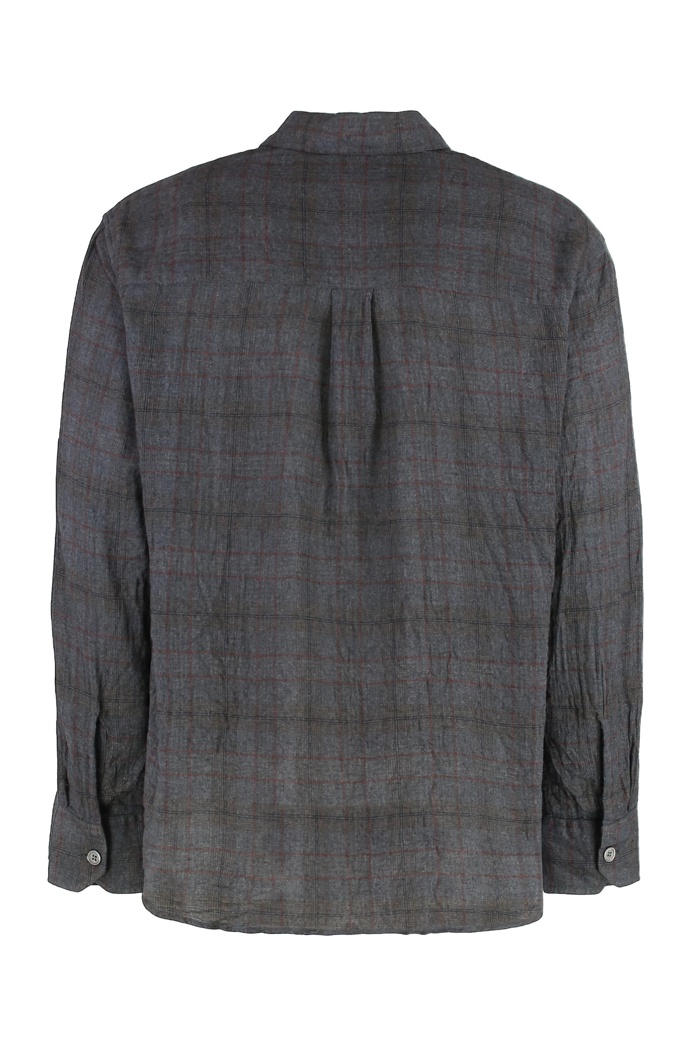 Our Legacy Check Pattern Button-down Shirt With Chest Pocket In Grey