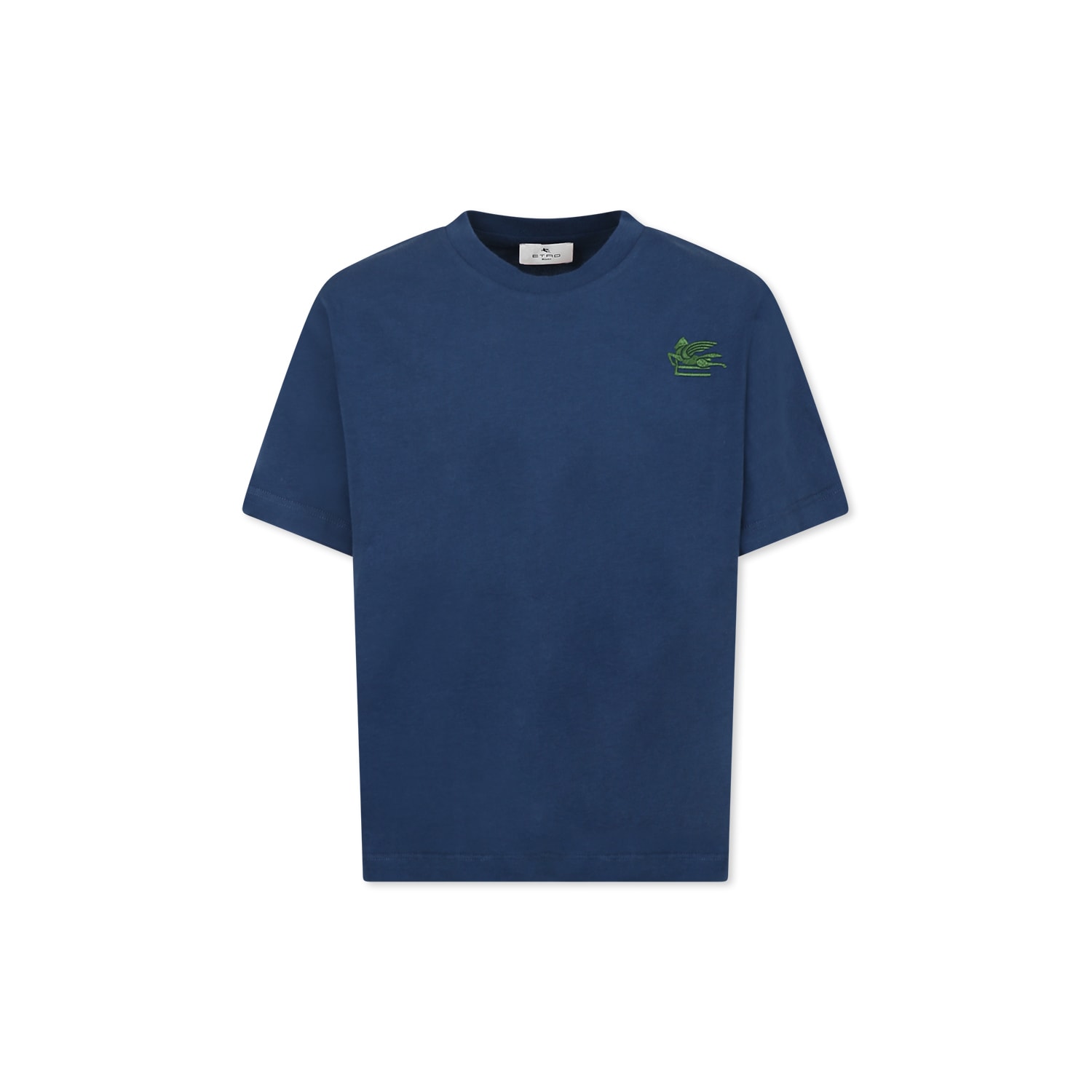 Etro Logo-embroidered T-shirt In Blue