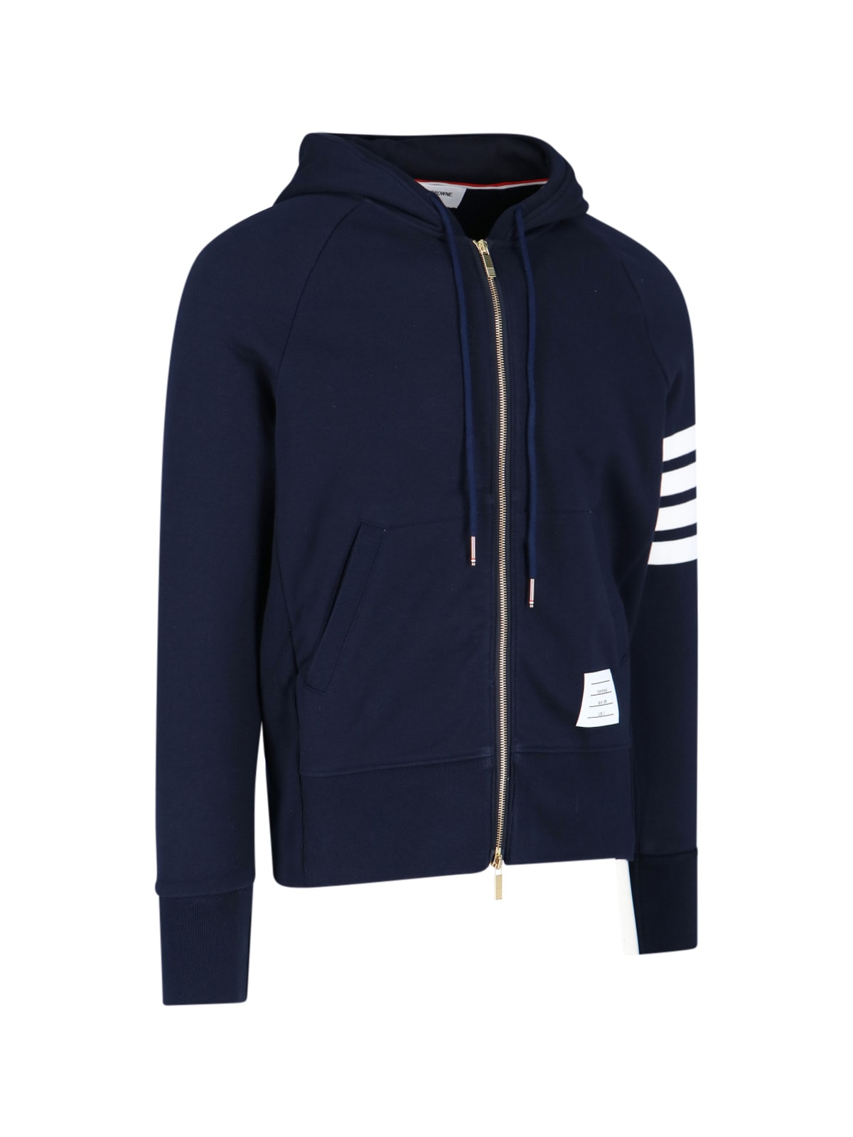 Shop Thom Browne Zipped Hoodie 4-bar In Blue