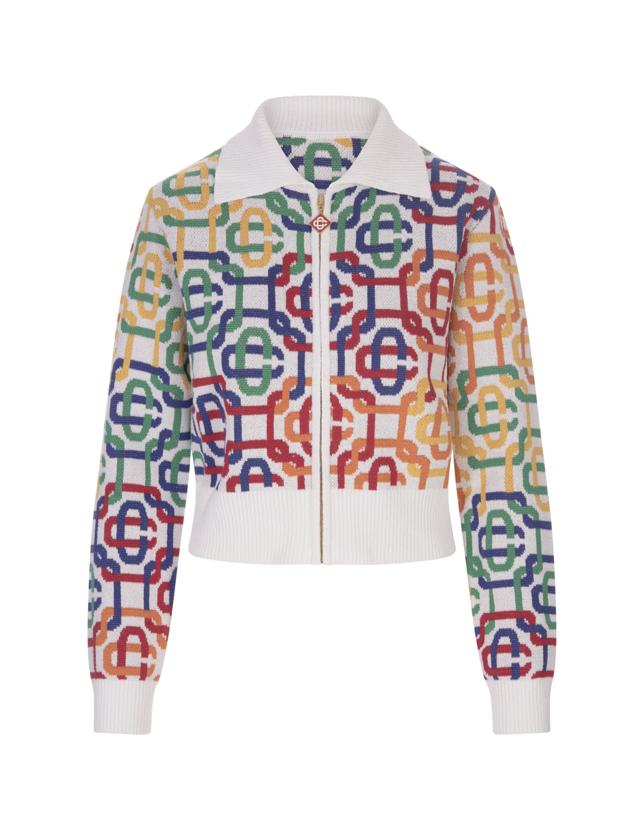 Shop Casablanca Monogram Zip Cardigan